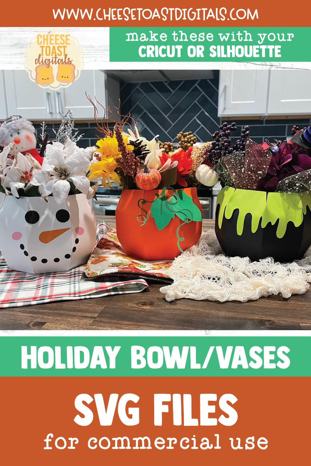 Holiday Cardstock Vases Candy Holder Bowls SVG Files