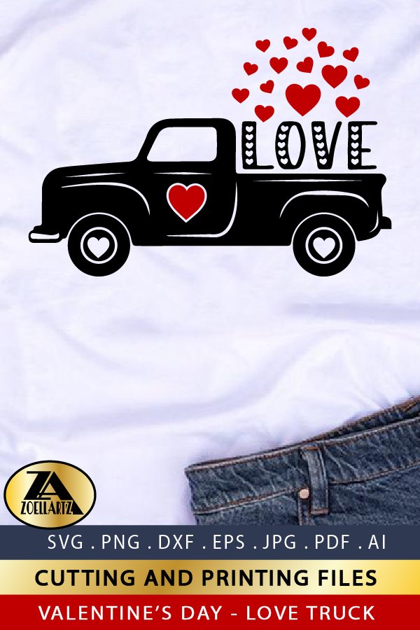 Valentines Day Truck with Hearts SVG Love Truck SVG Cut file