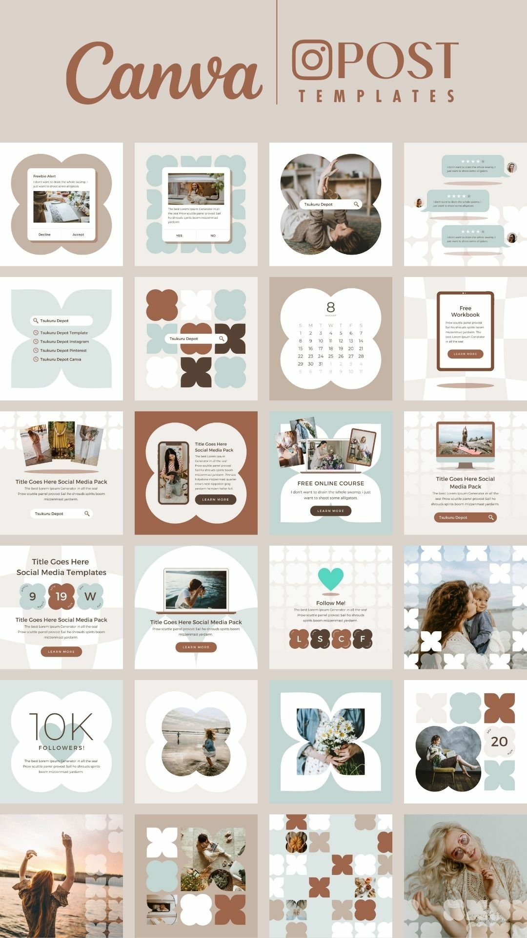 Instagram Template Canva Post Mint Animated Social Pack