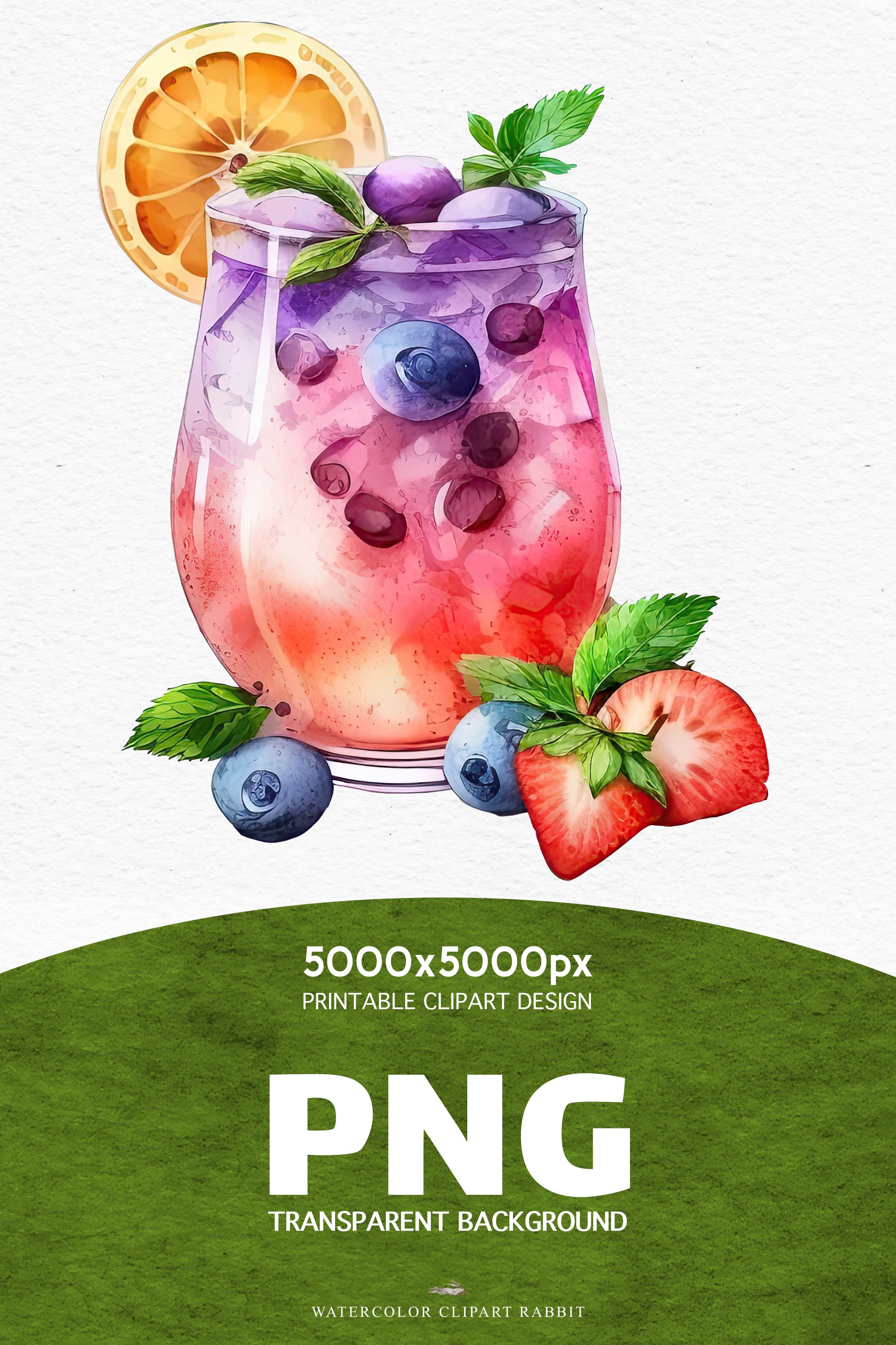 Cold Summer Cocktails Drinks Lemon Berries Clipart PNG image