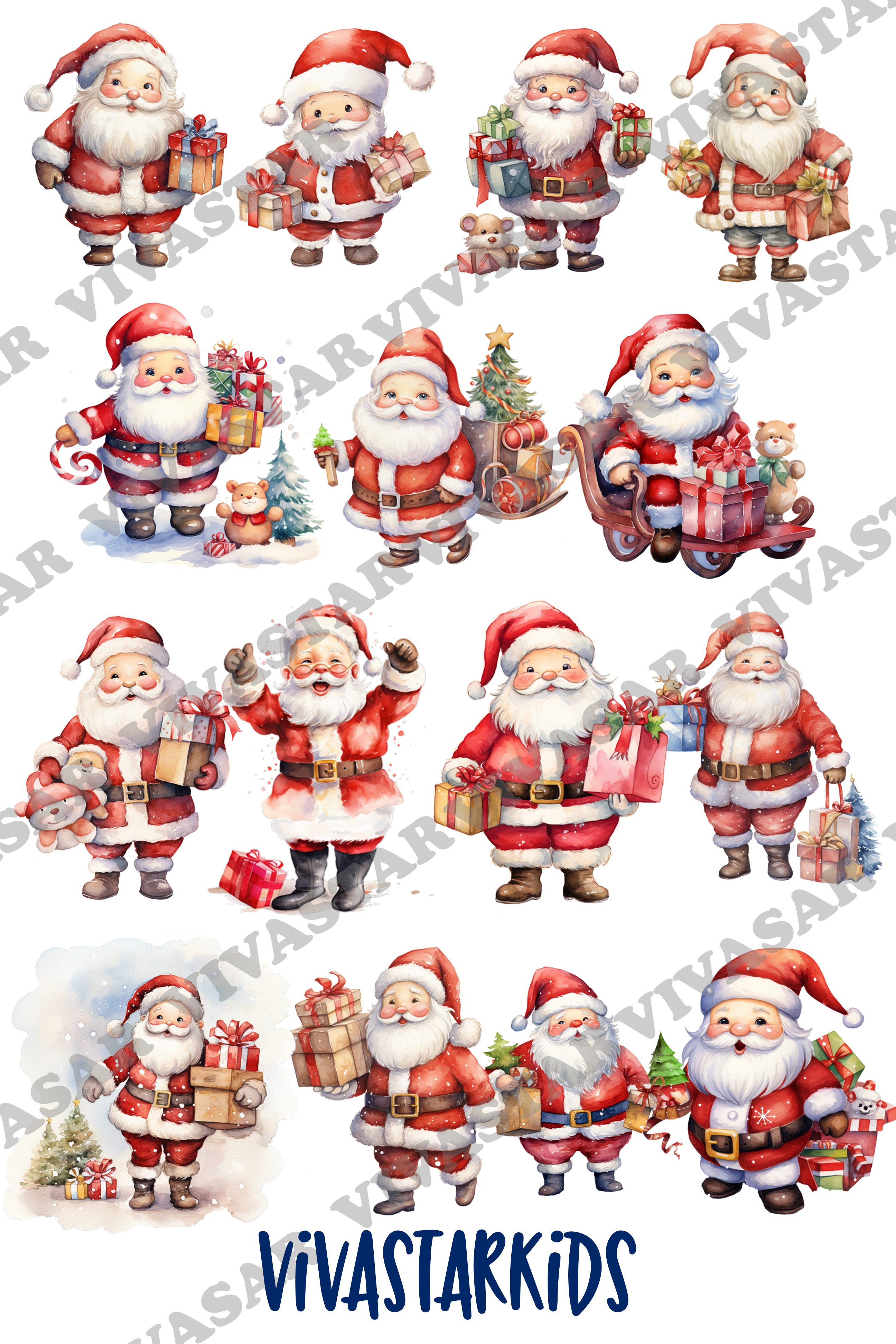Santa Claus Clipart, Christmas Clipart, Cute Santa clipart