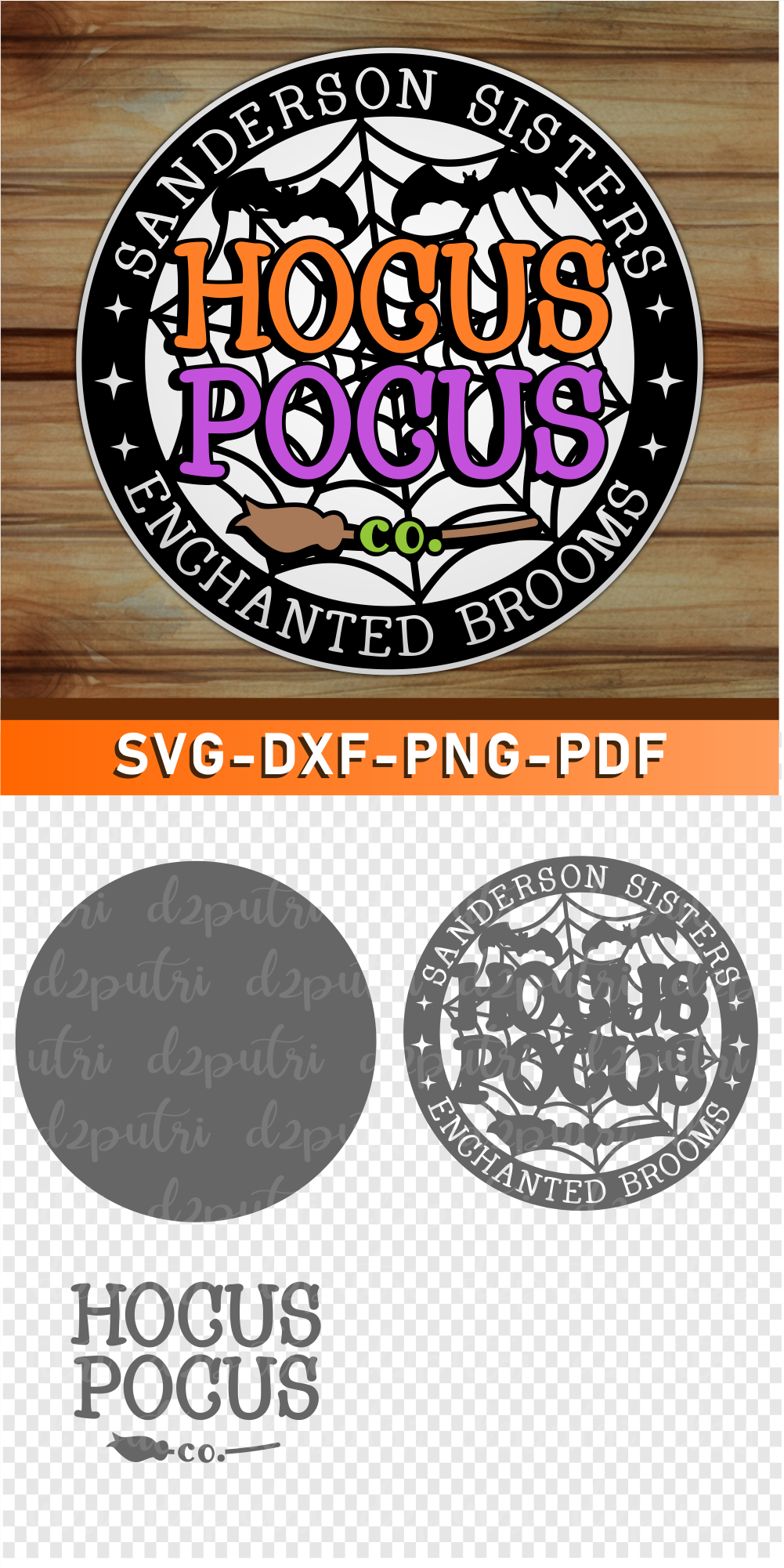 Hocus Pocus Halloween Round Door Hanger Sign SVG Cut Files