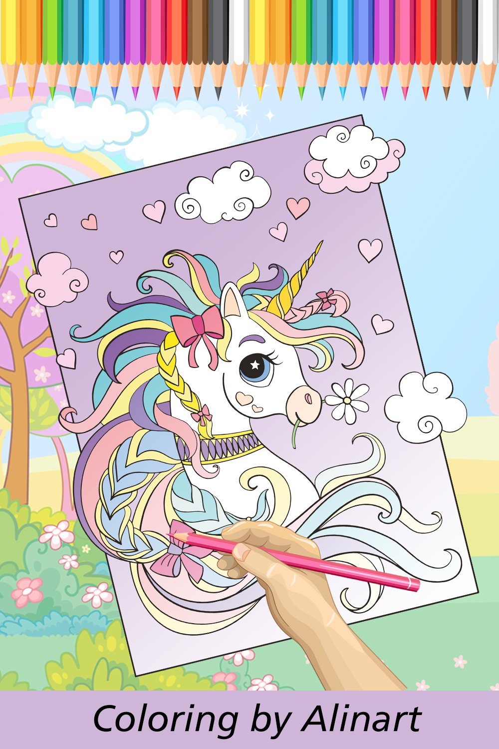 Lovely Unicorn coloring for kids