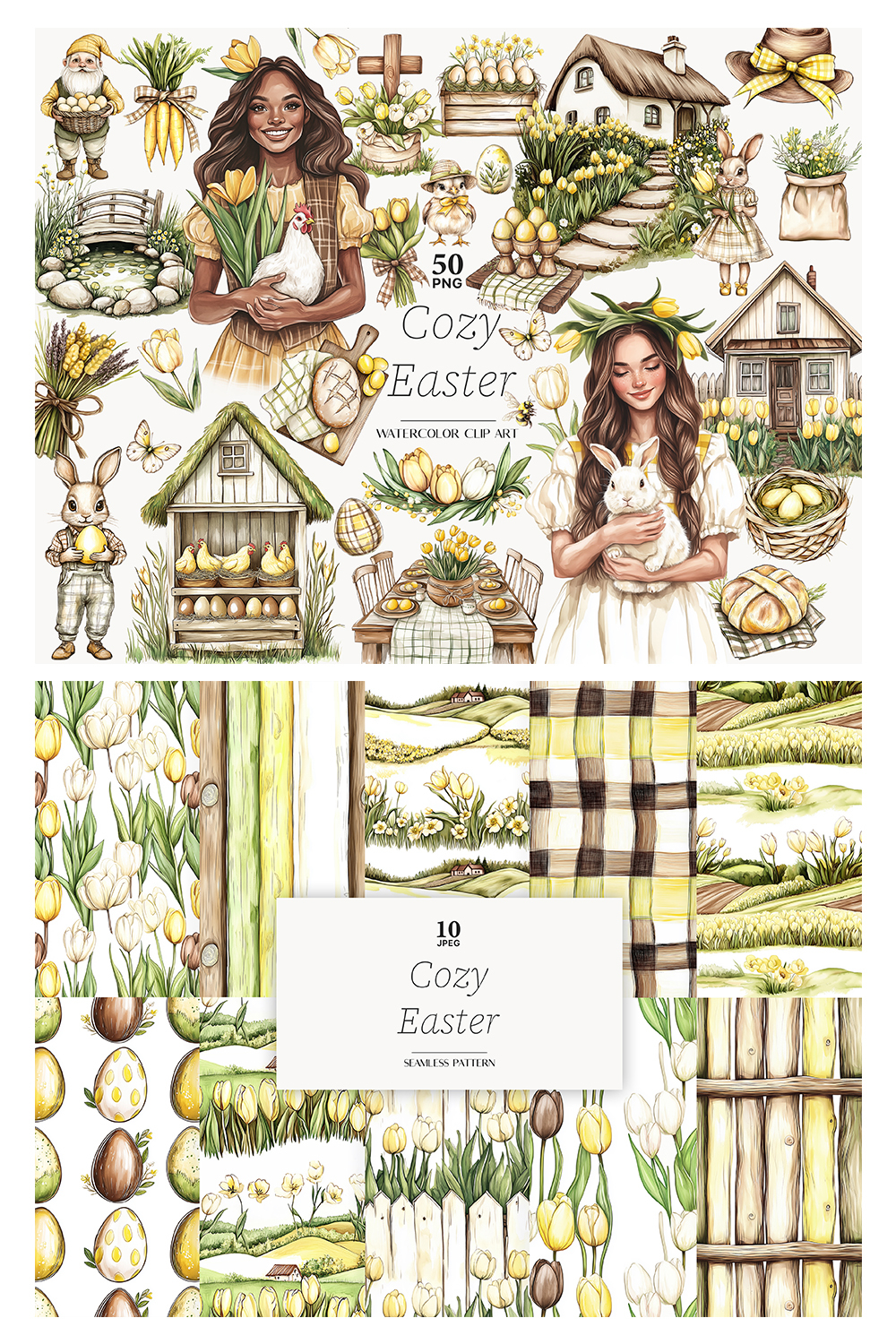 Easter Digital Paper | Pastel Easter Egg Seamless Patterns