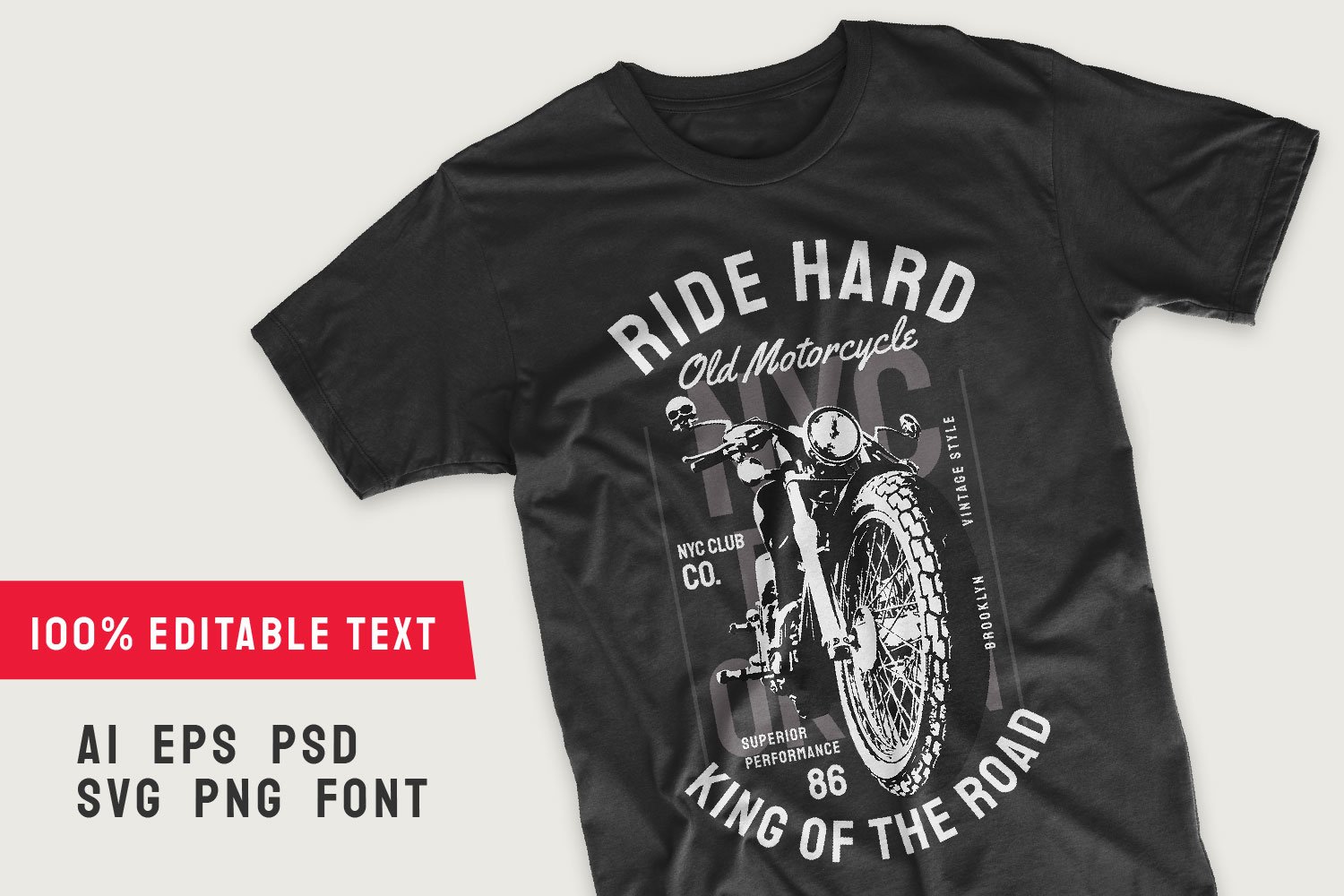Ride Hard| Vintage Motorcycle T-shirt Vector Silhouettes