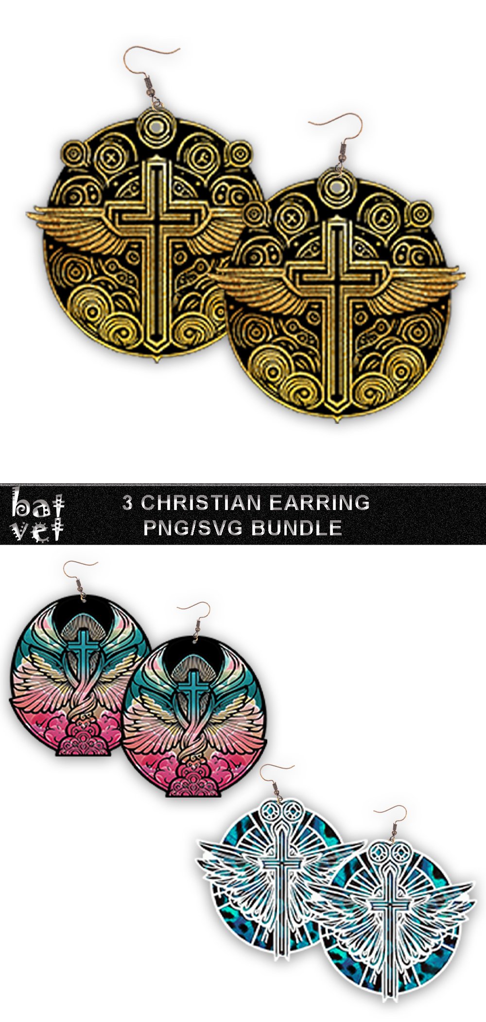 Christian Earring SVG Bundle Cross Earrings Sublimation