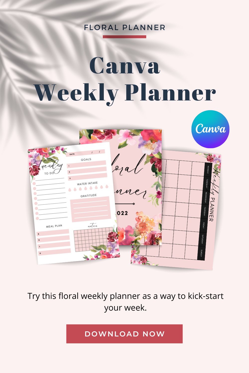 Floral Weekly Planner Canva template