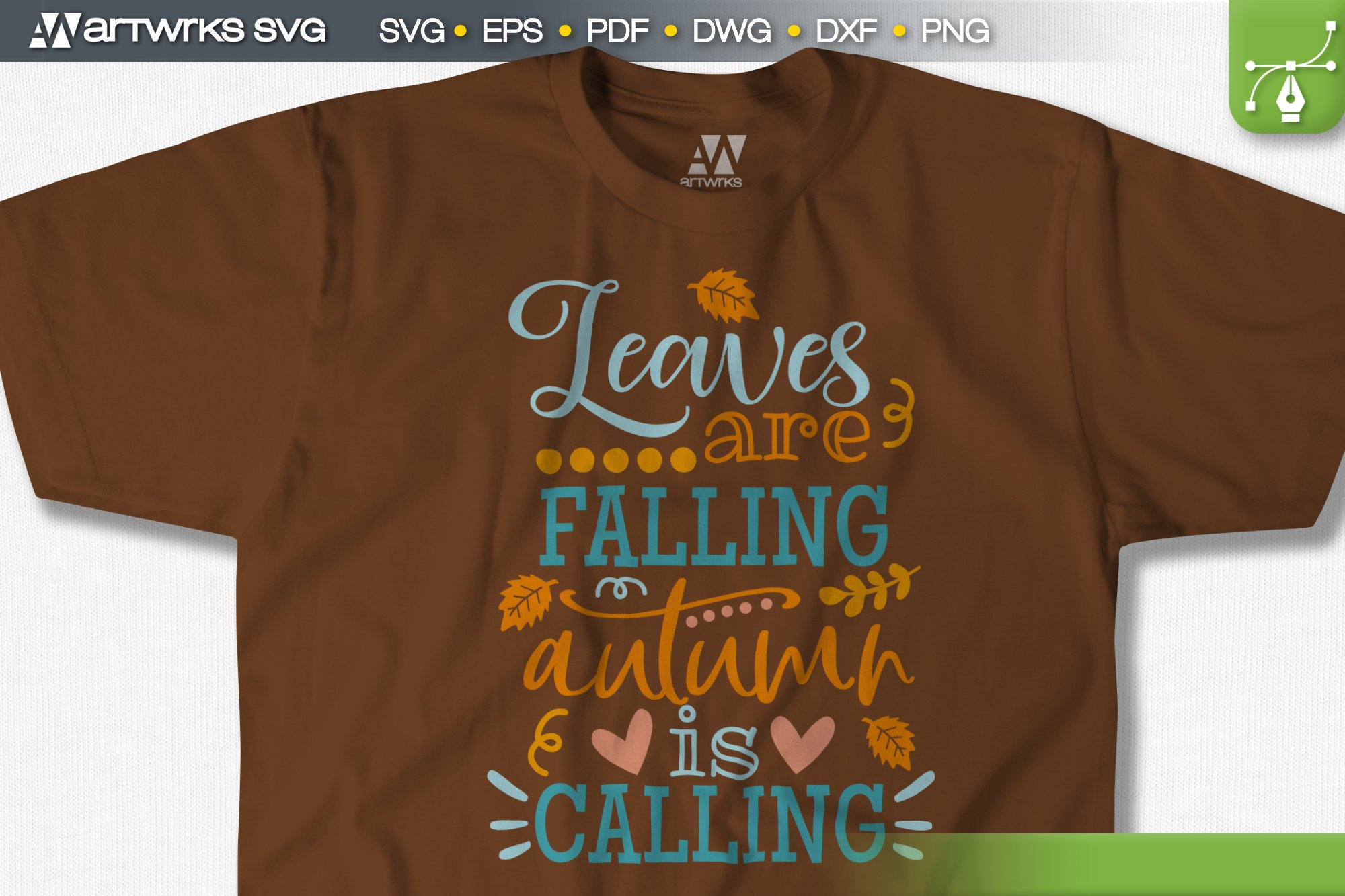 Autumn fall leaves SVG quote SVG clipart by Artworks SVG