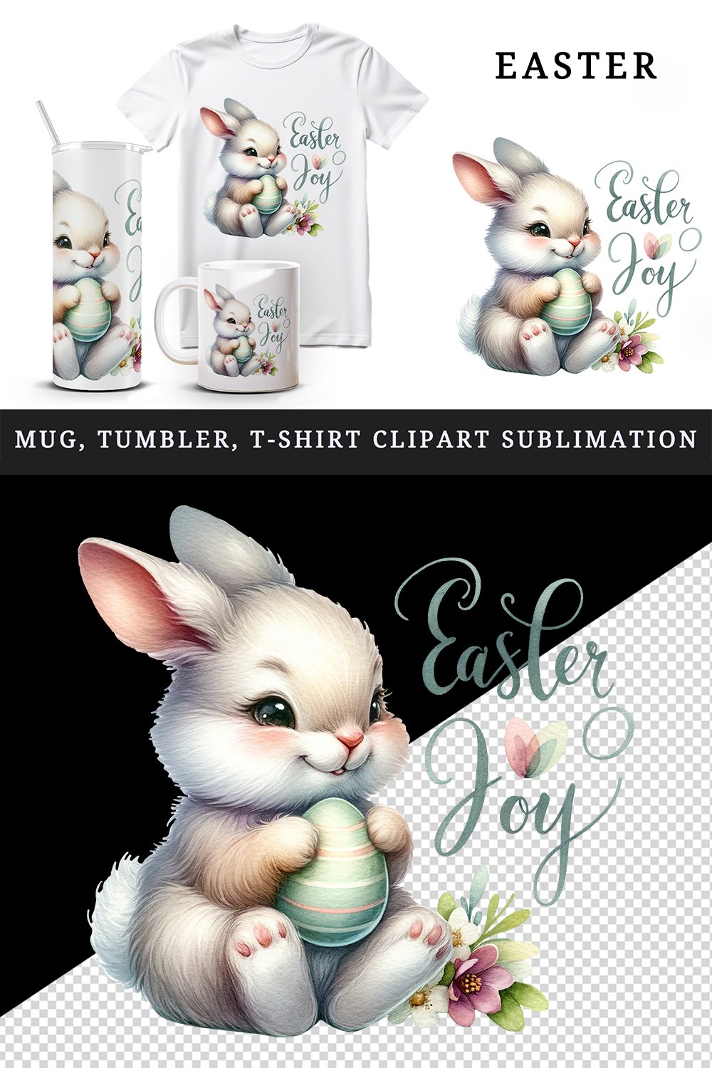 Easter bunny tumbler mug wrap clipart sublimation design png