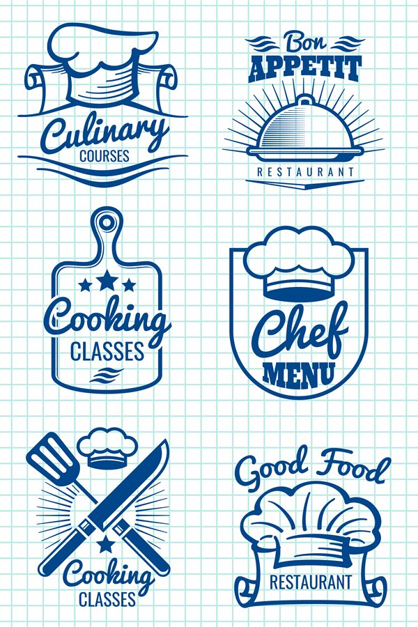Chef retro labels collection - restaurant or cafe logos desi