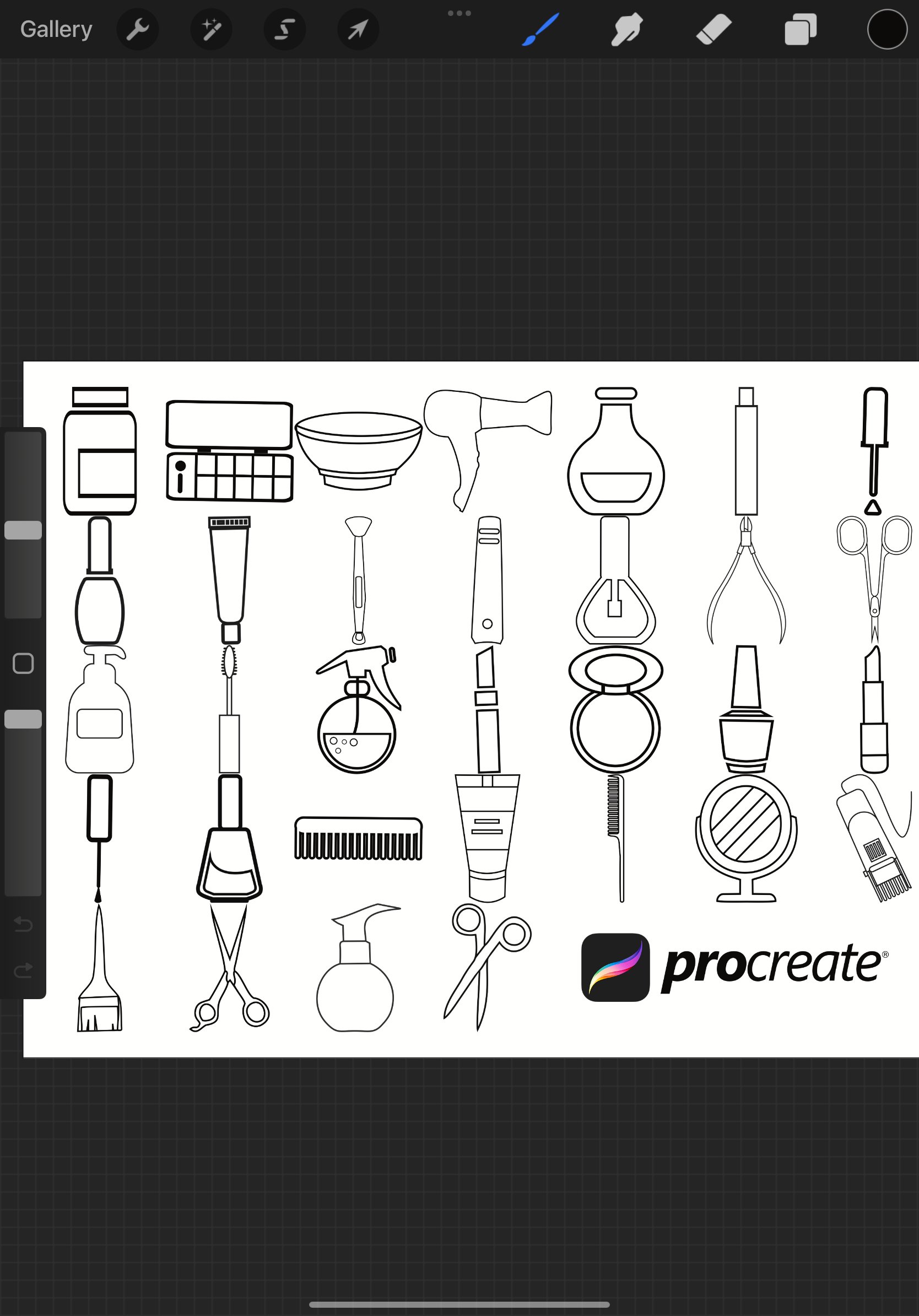 Make Up Cosmetics Set 1 Procreate Brush Stamps, 32 Cosmetics