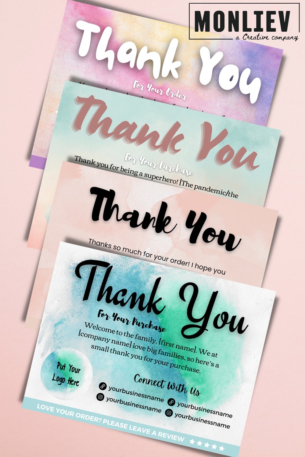 Bundle Abstract Watercolor Background Canva Thank You Card