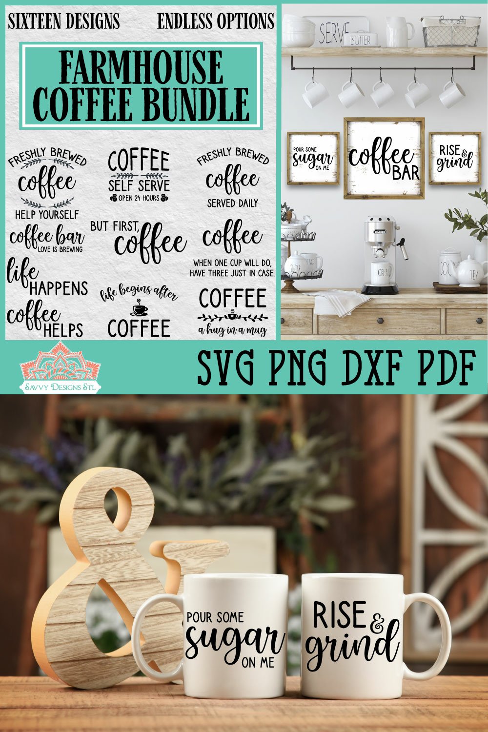 Coffee Bar Sayings | Farmhouse Designs Cut File Bundle