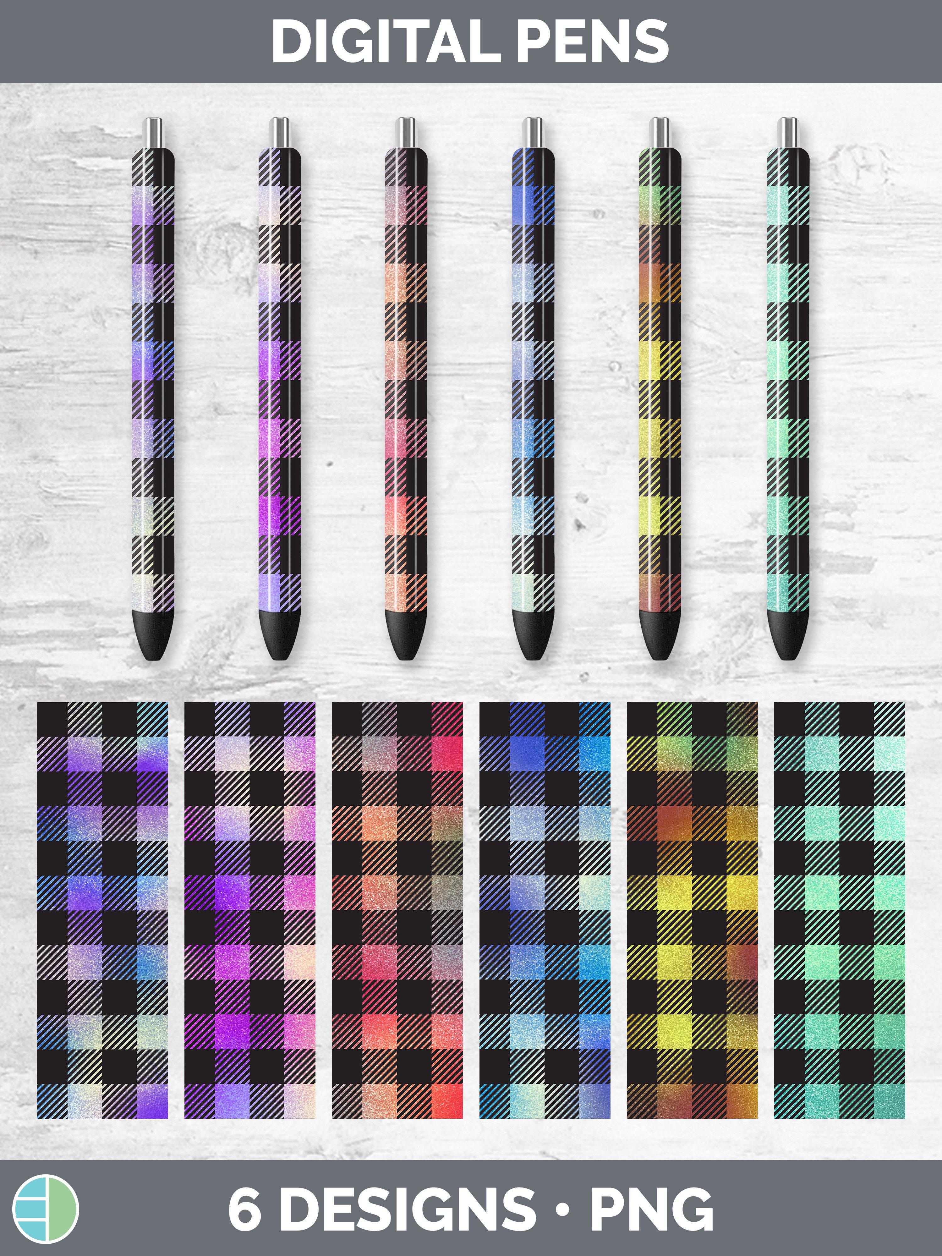 Ombre Buffalo Plaid Pen Wraps | Epoxy Sublimation Bundle