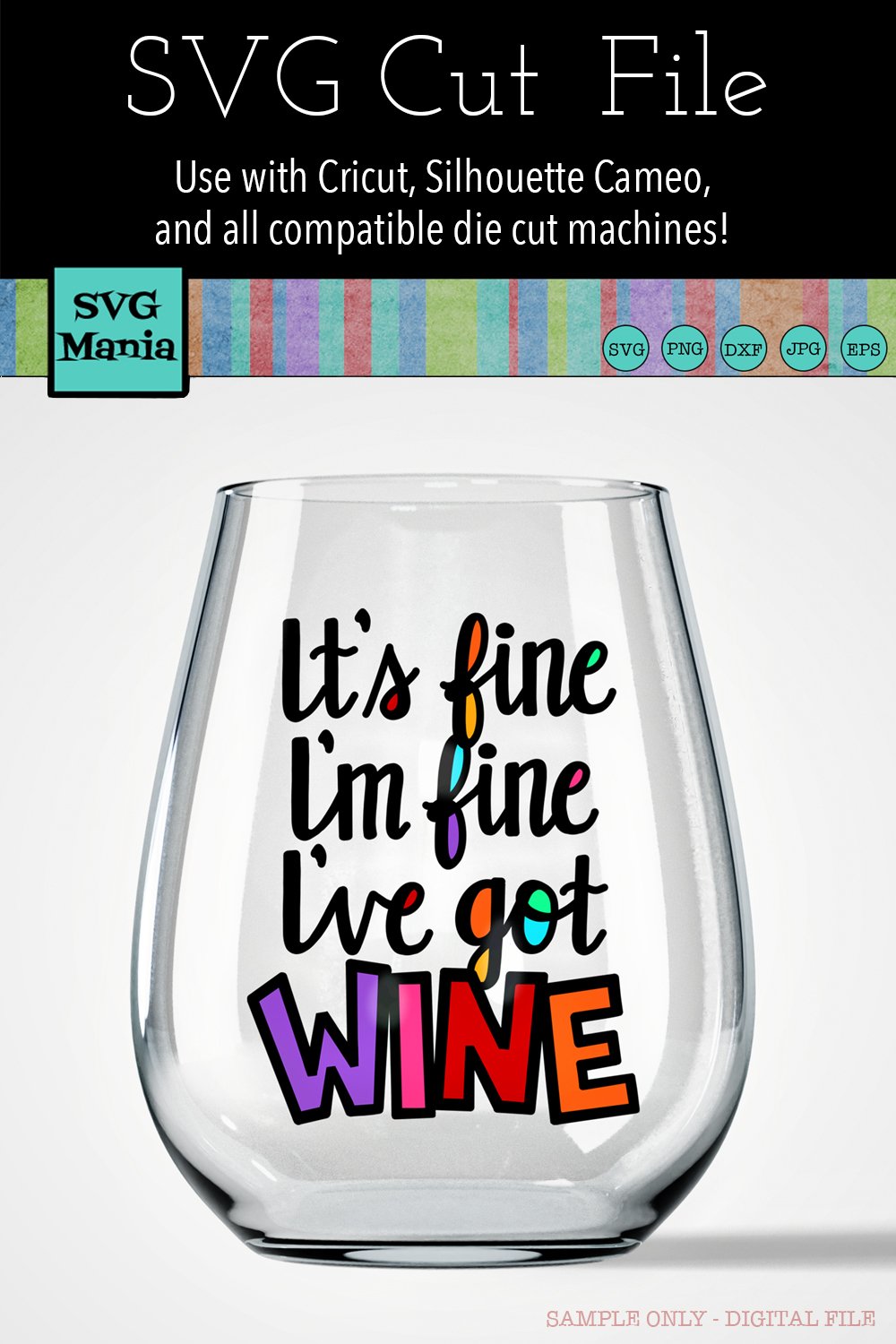 Funny Wine Glass Decal SVG File