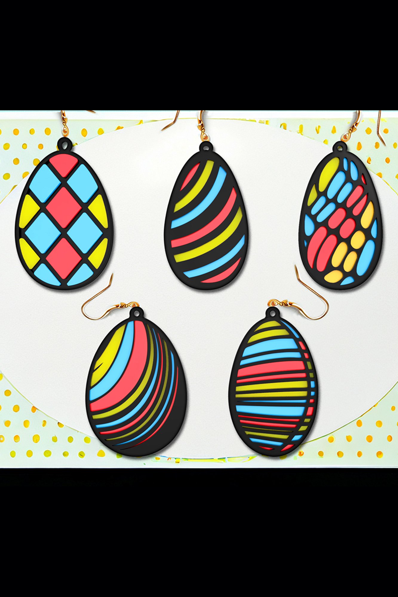 Easter Egg Earrings Bundle SVG Files, Colorful Earrings