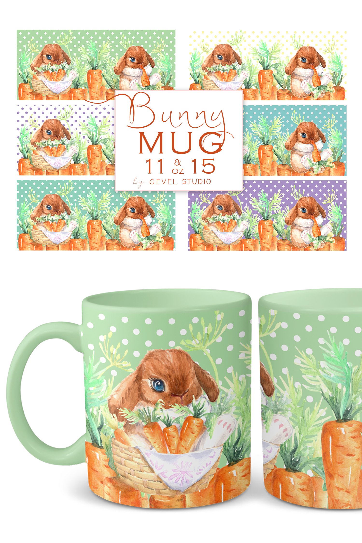 Easter Spring Mug Sublimation Designs | Easter bunny PNG