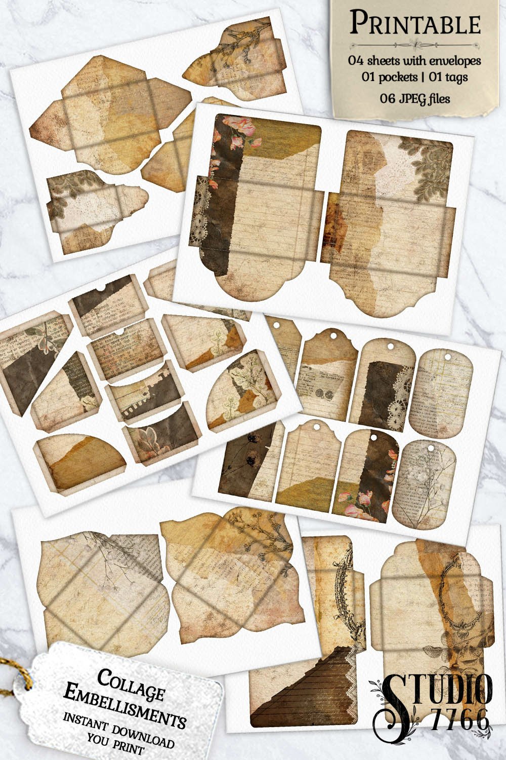 Collage Junk Journal Kit Embellishments