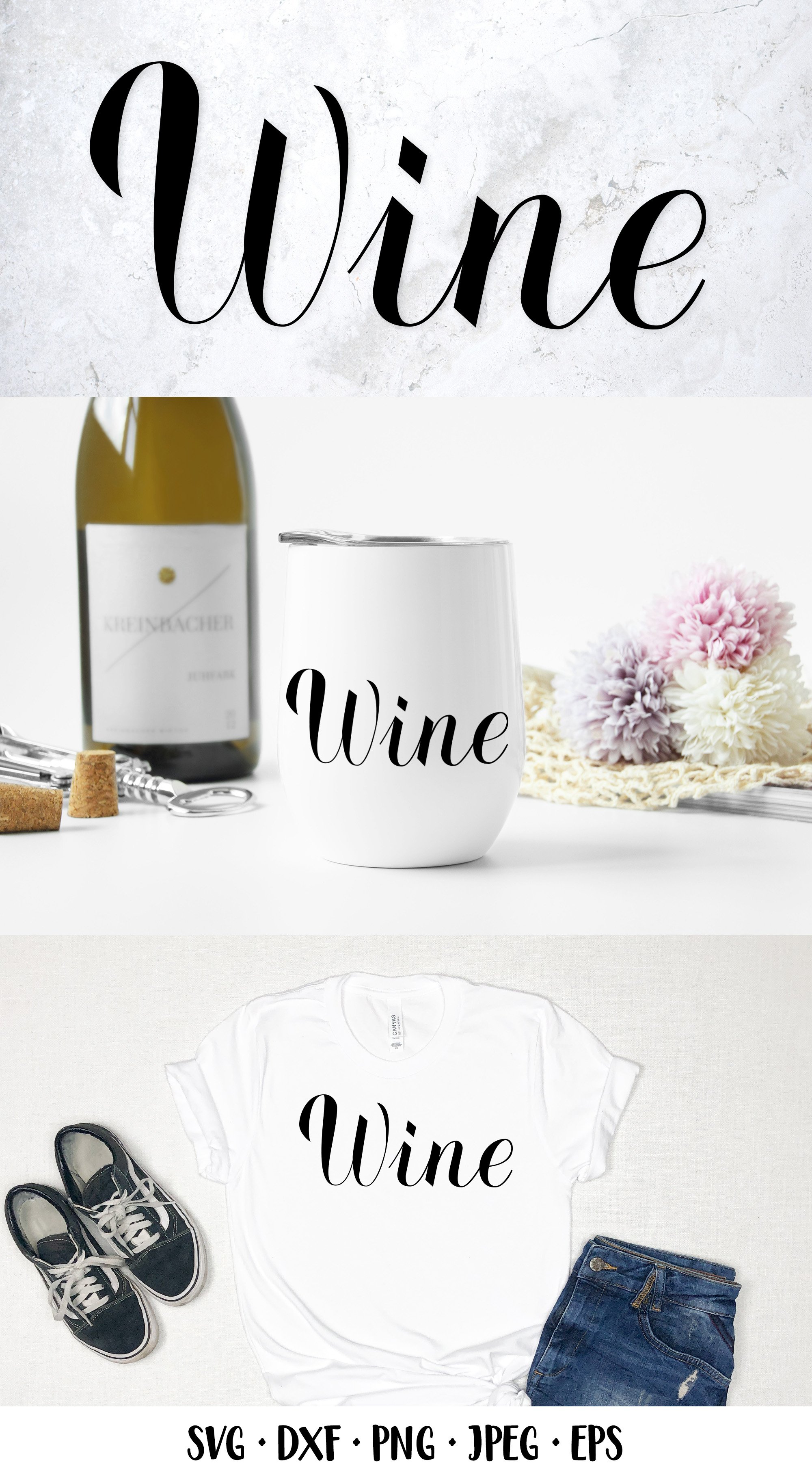 Wine Hand Lettered Svg Cut File Wine Calligraphy Lettering