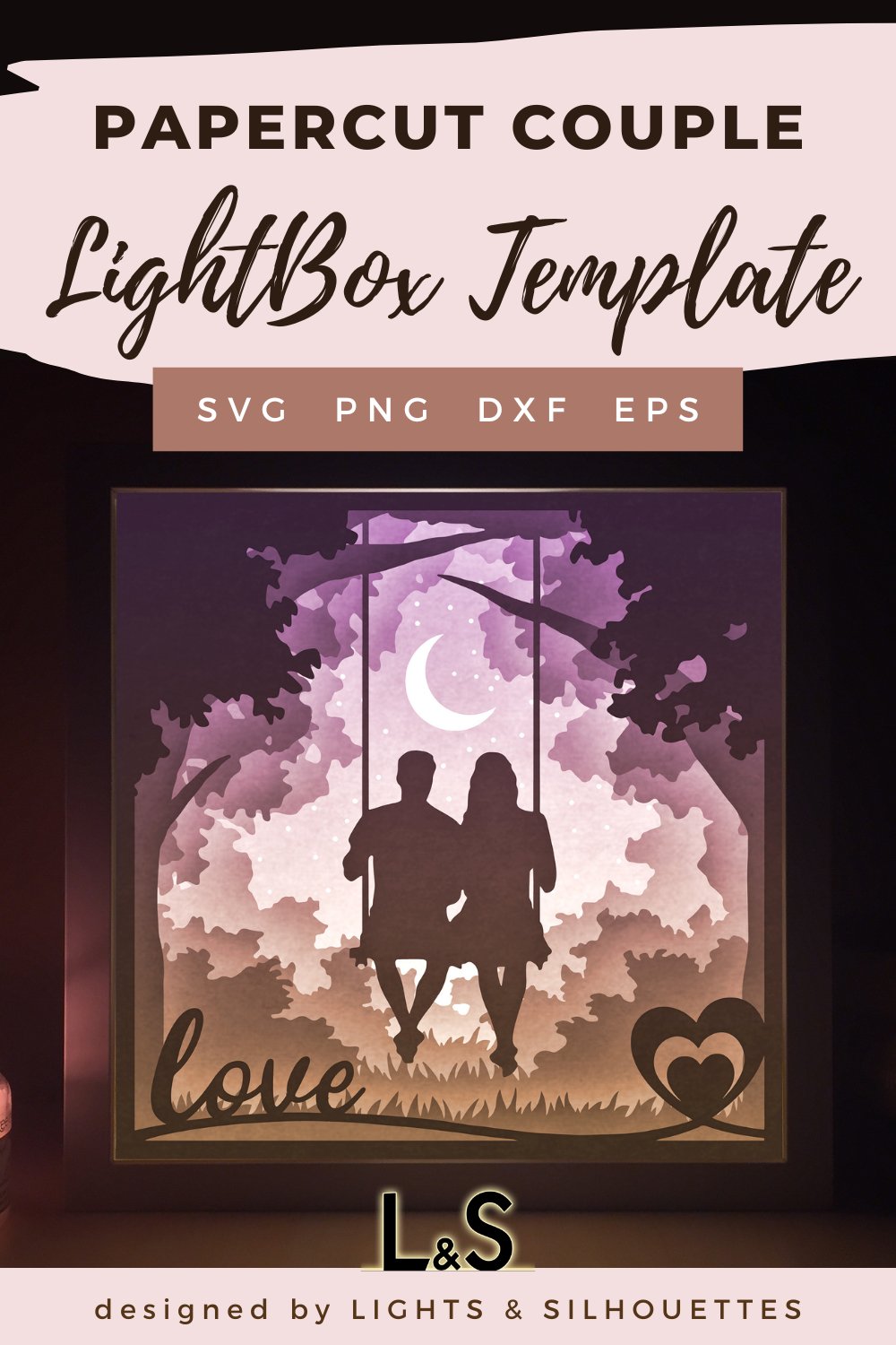 Couple Shadow Box Svg | Love Layered Papercut Template
