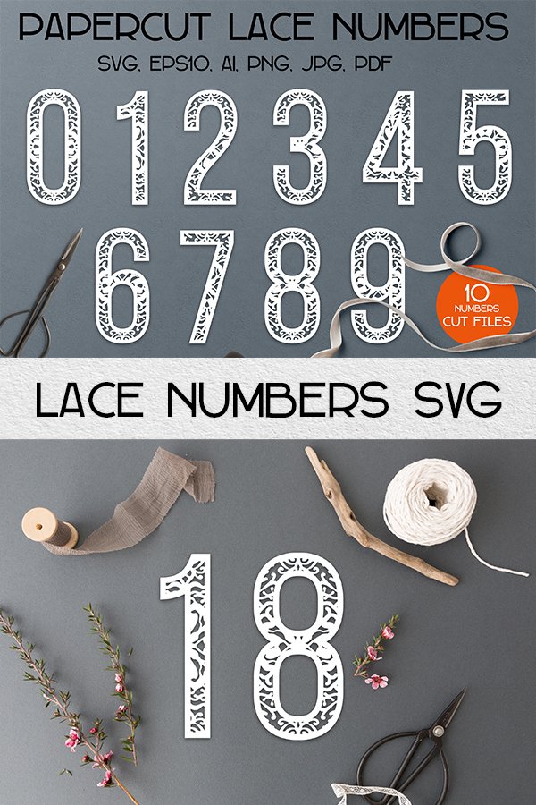 Papercut Lace Numbers Set, Numerical Monogram SVG Cut Files