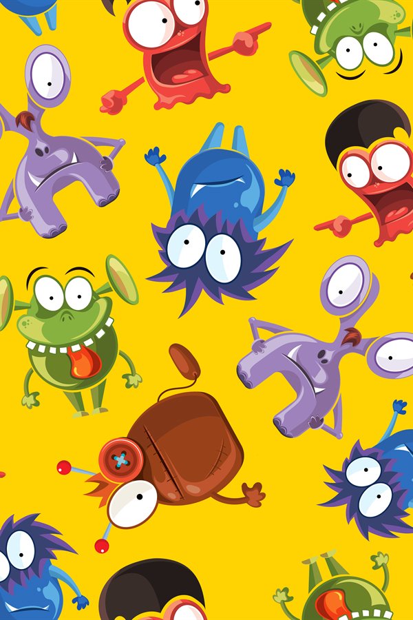 Vector seamless pattern with cute monsters