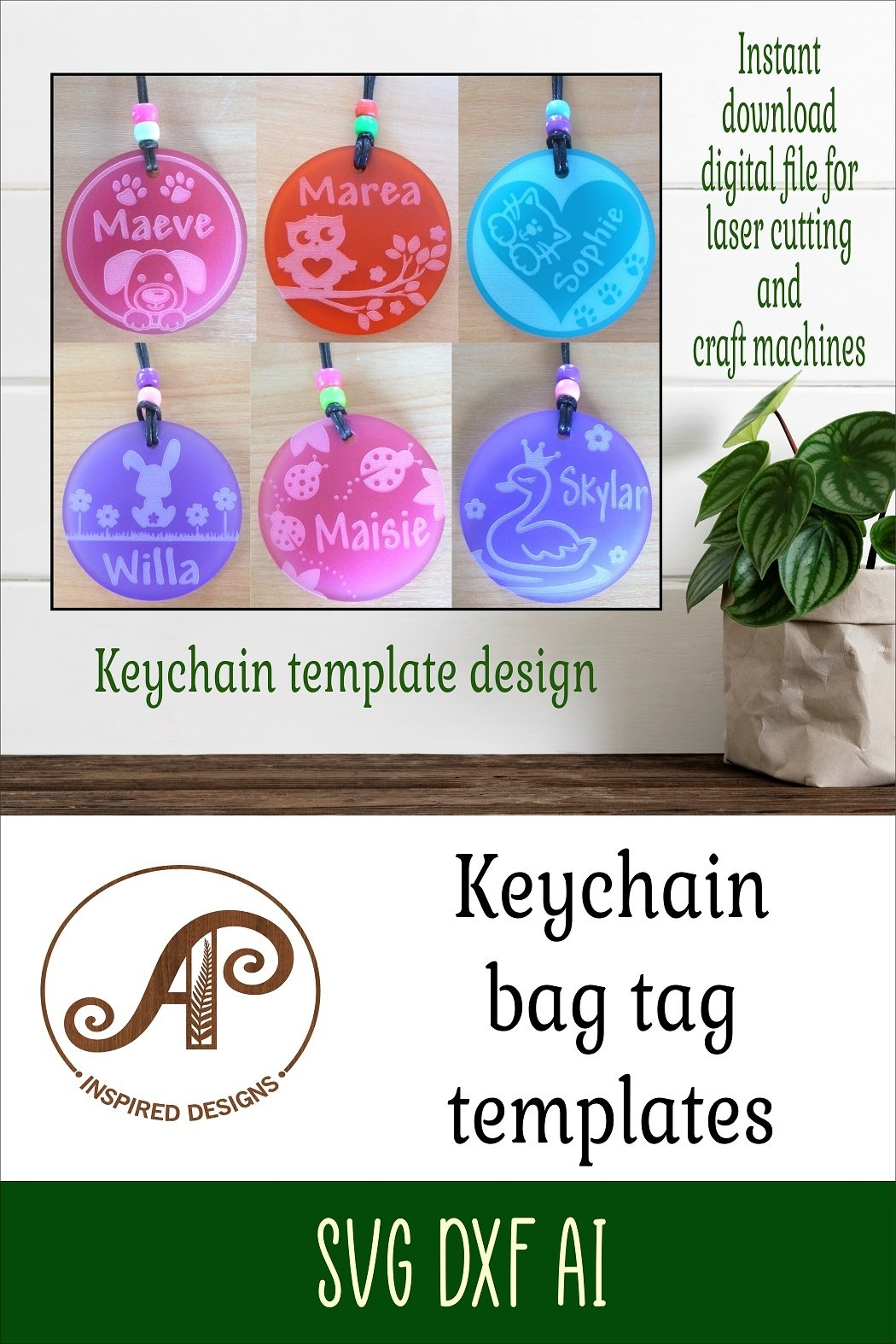 Animal Key Rings Vector Animal A keychain DIGITAL SVG personalized designs x 6 L