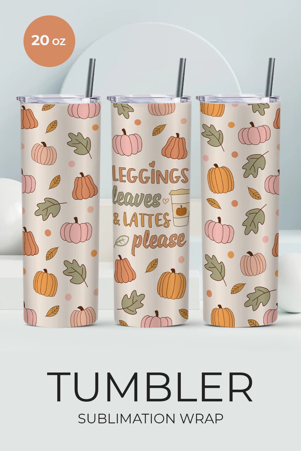 Fall sublimation tumbler wrap, Autumn tumbler, 20 oz skinny
