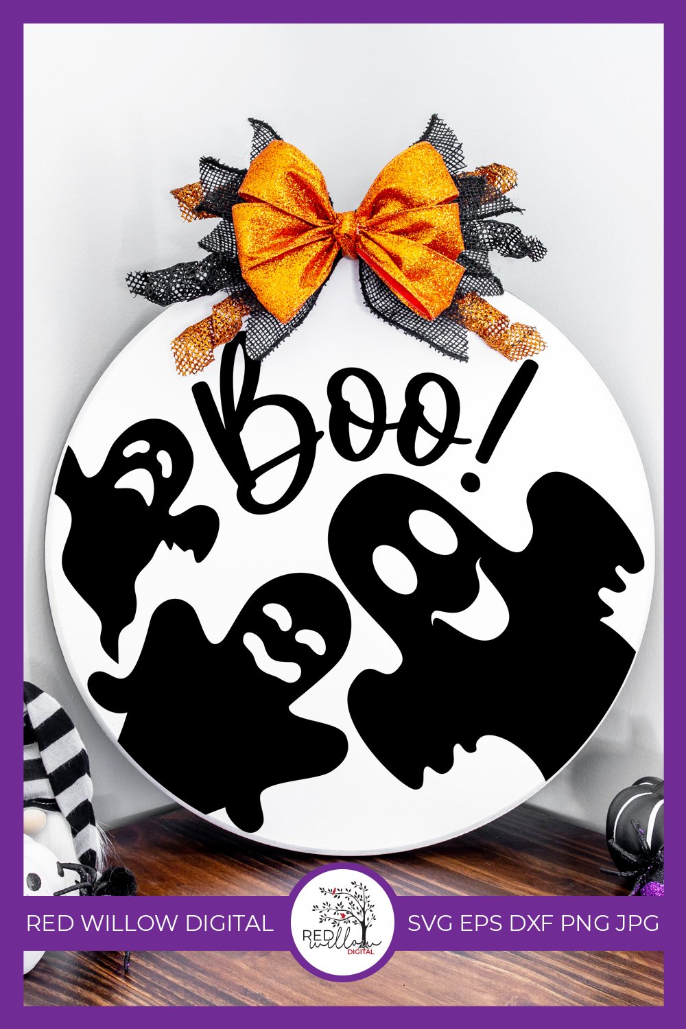 Round Boo Boo! Halloween Round Door Sign - Halloween SVG