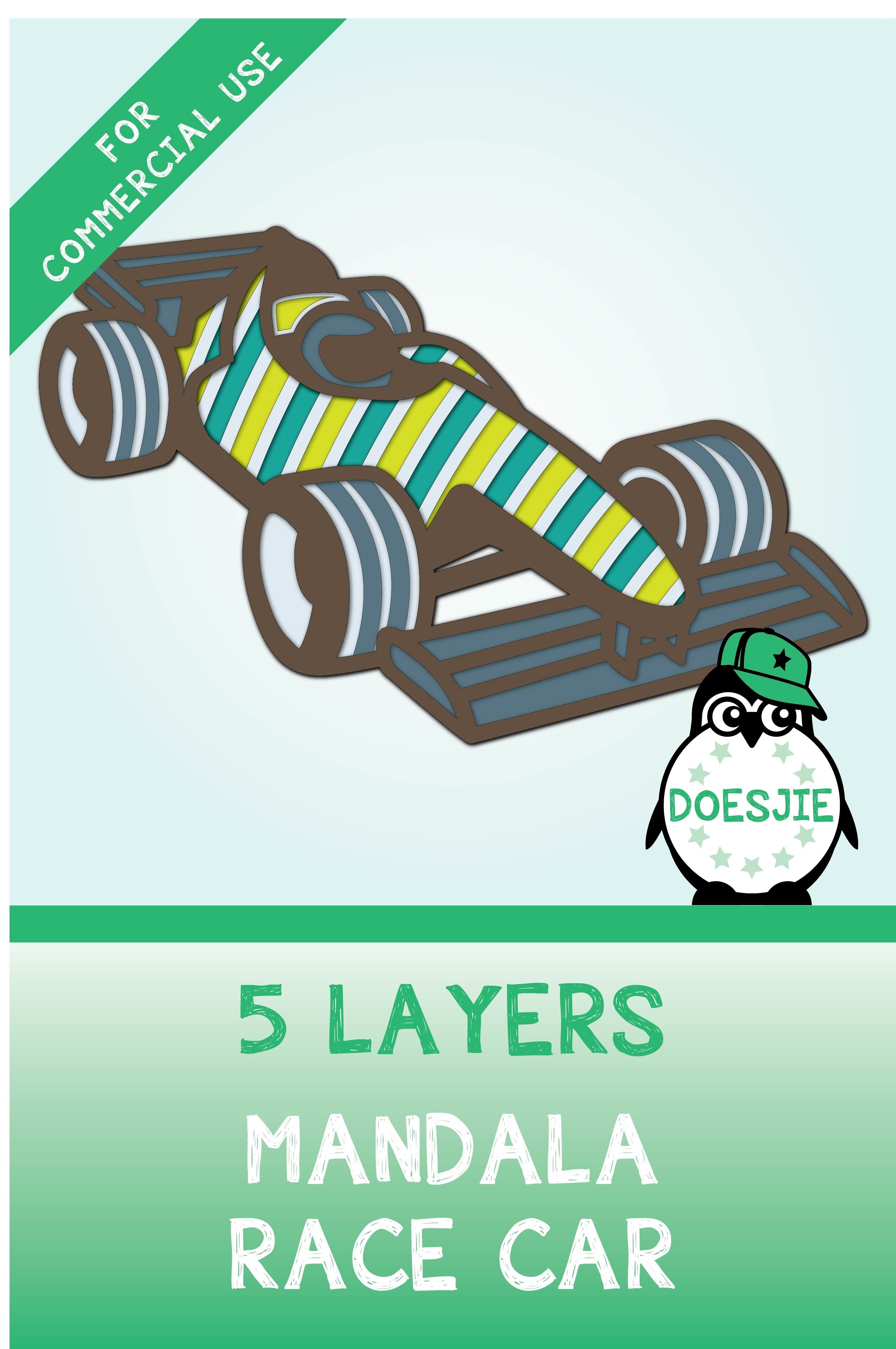 Layered race car Multi layer mandala 3d svg