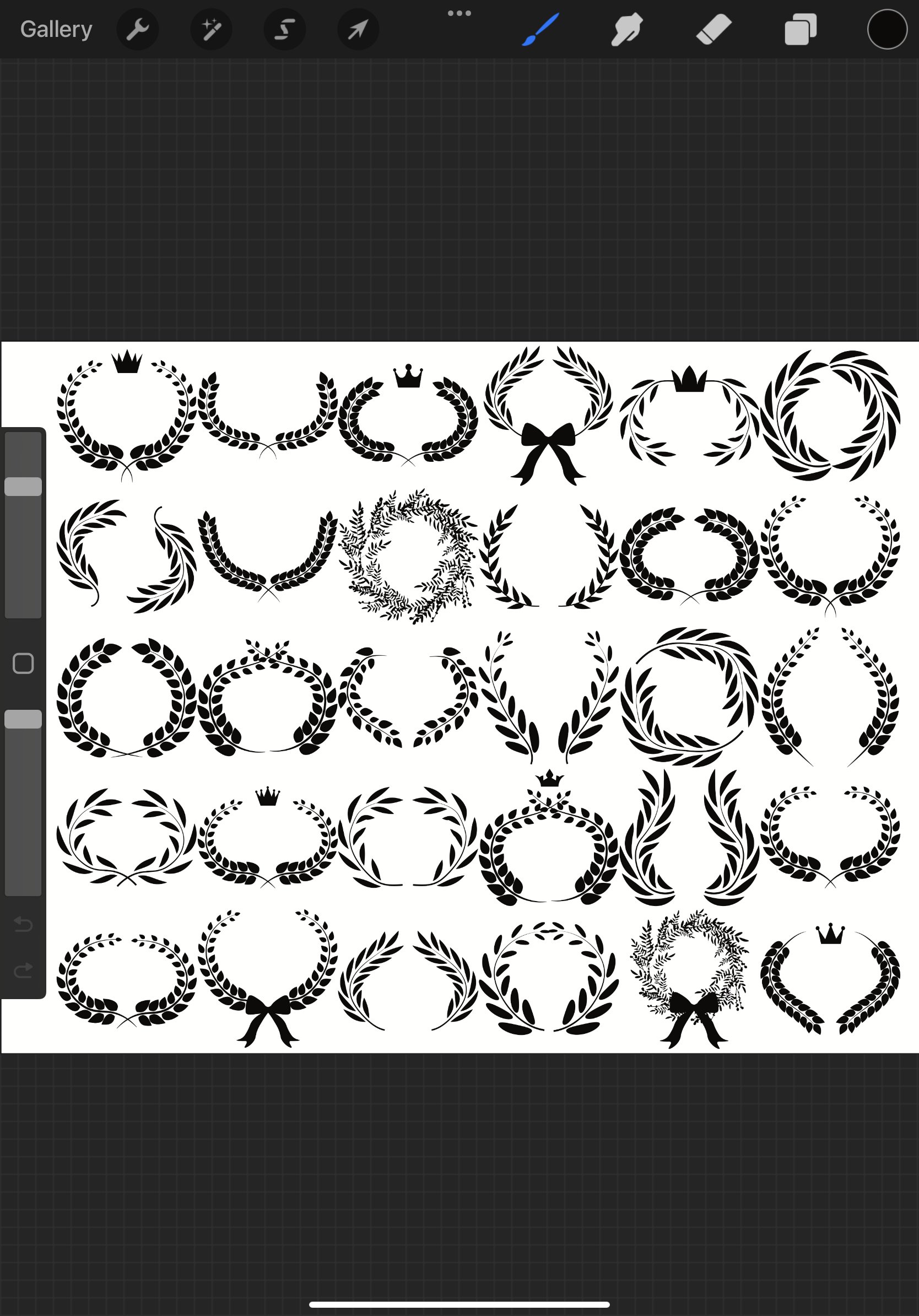 Floral Wreath Set 3 Procreate Brush Stamps, 30 Flower Wreath