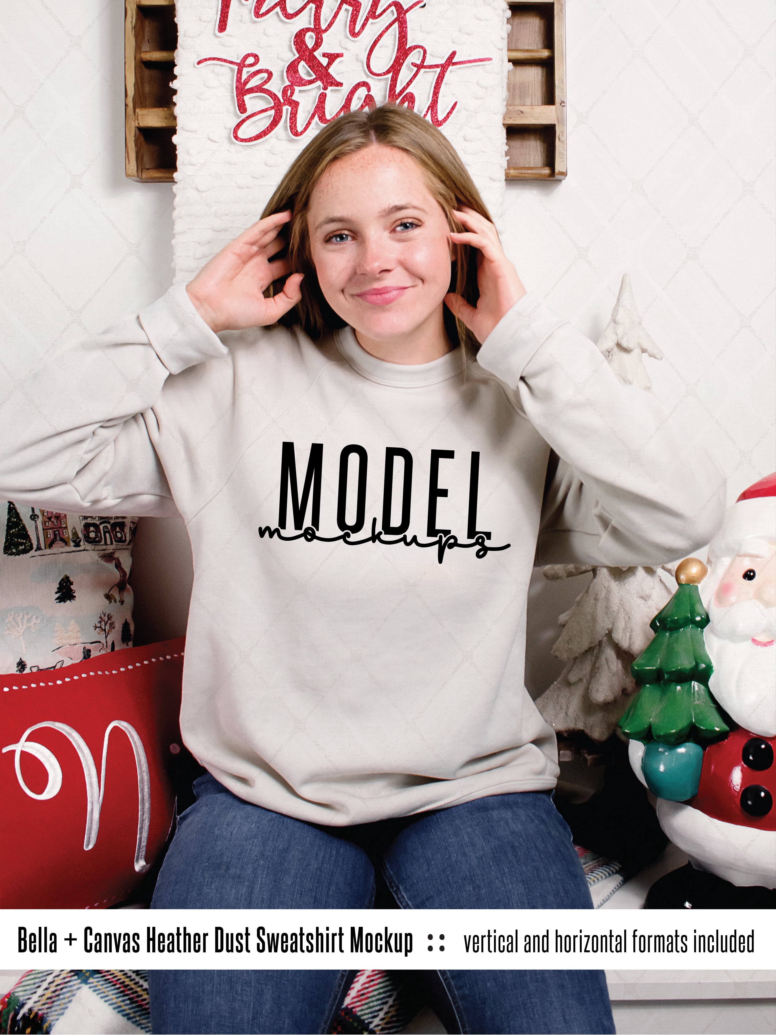3901 Bella Canvas Heather Dust sweatshirt Christmas mockup