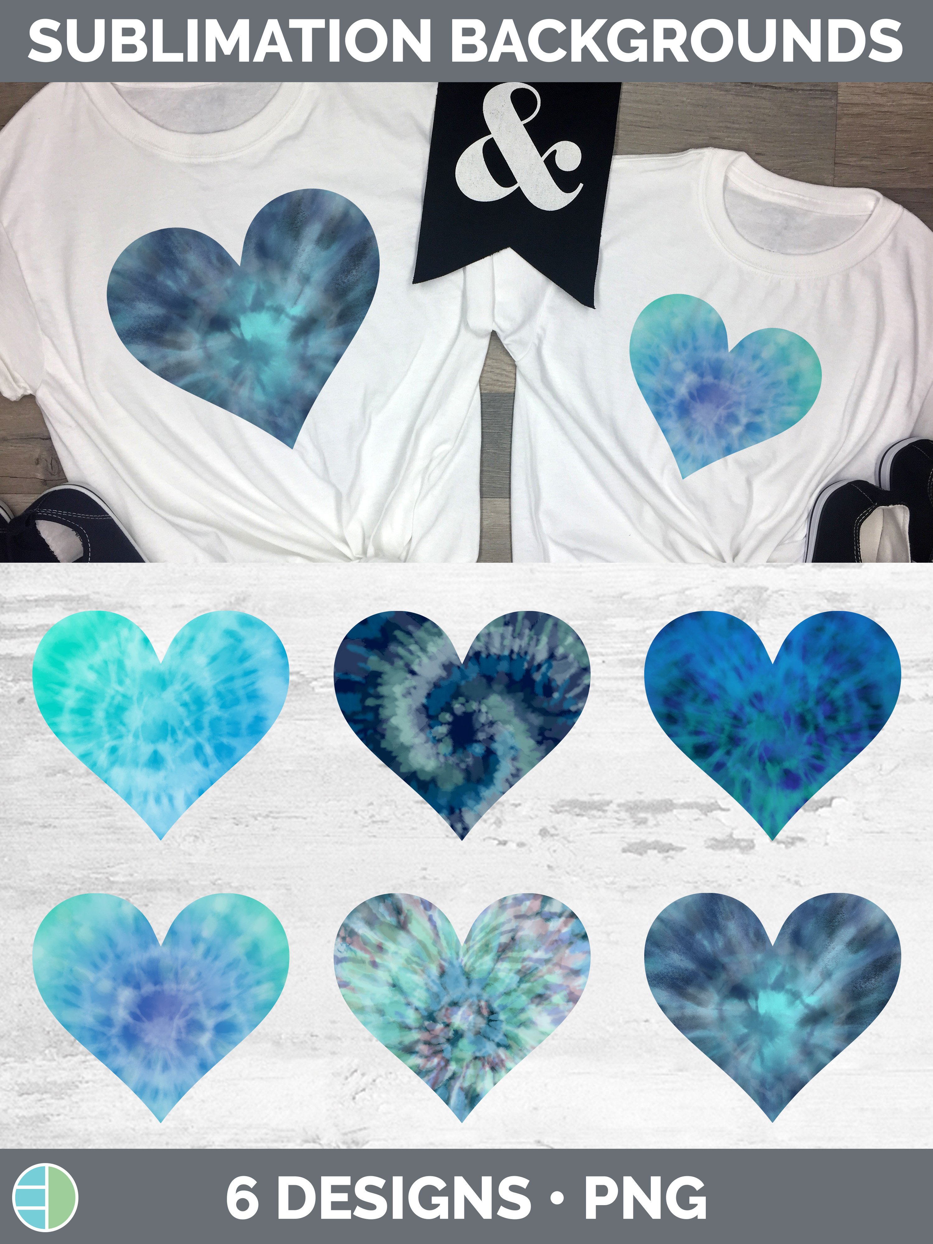 Blue Tie Dye Hearts Clipart