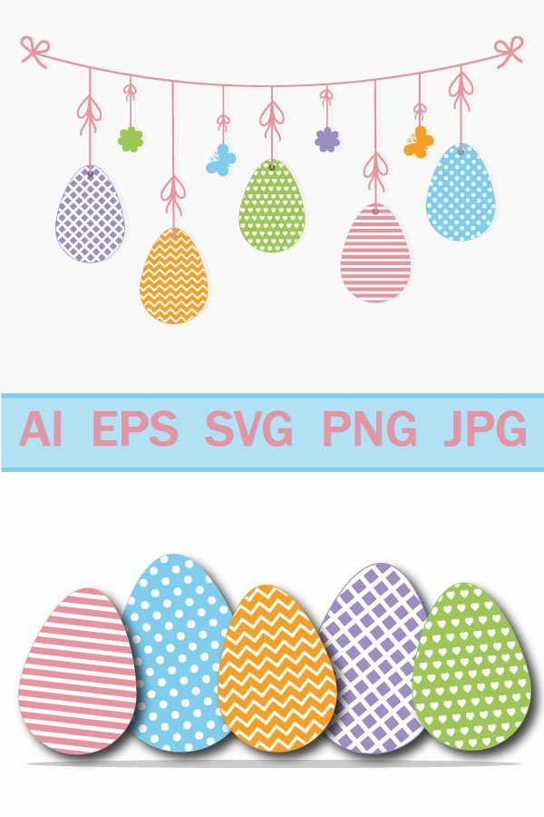 Garland Easter eggs with pattern