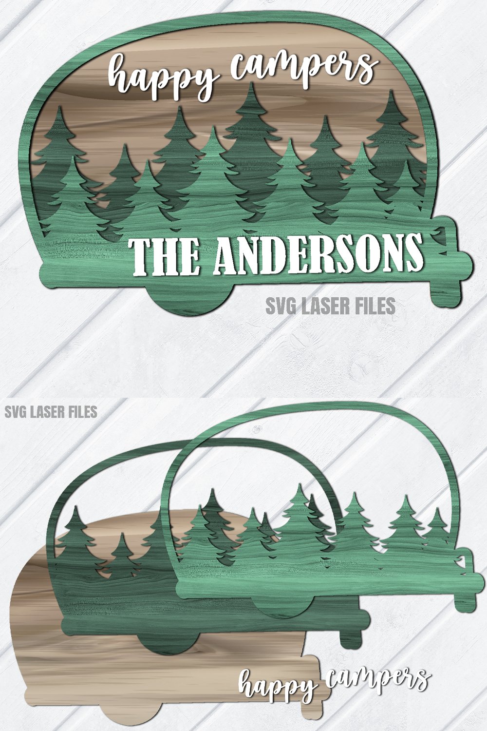 Monogram Happy Campers SVG Laser Cut Files | Camping SVG