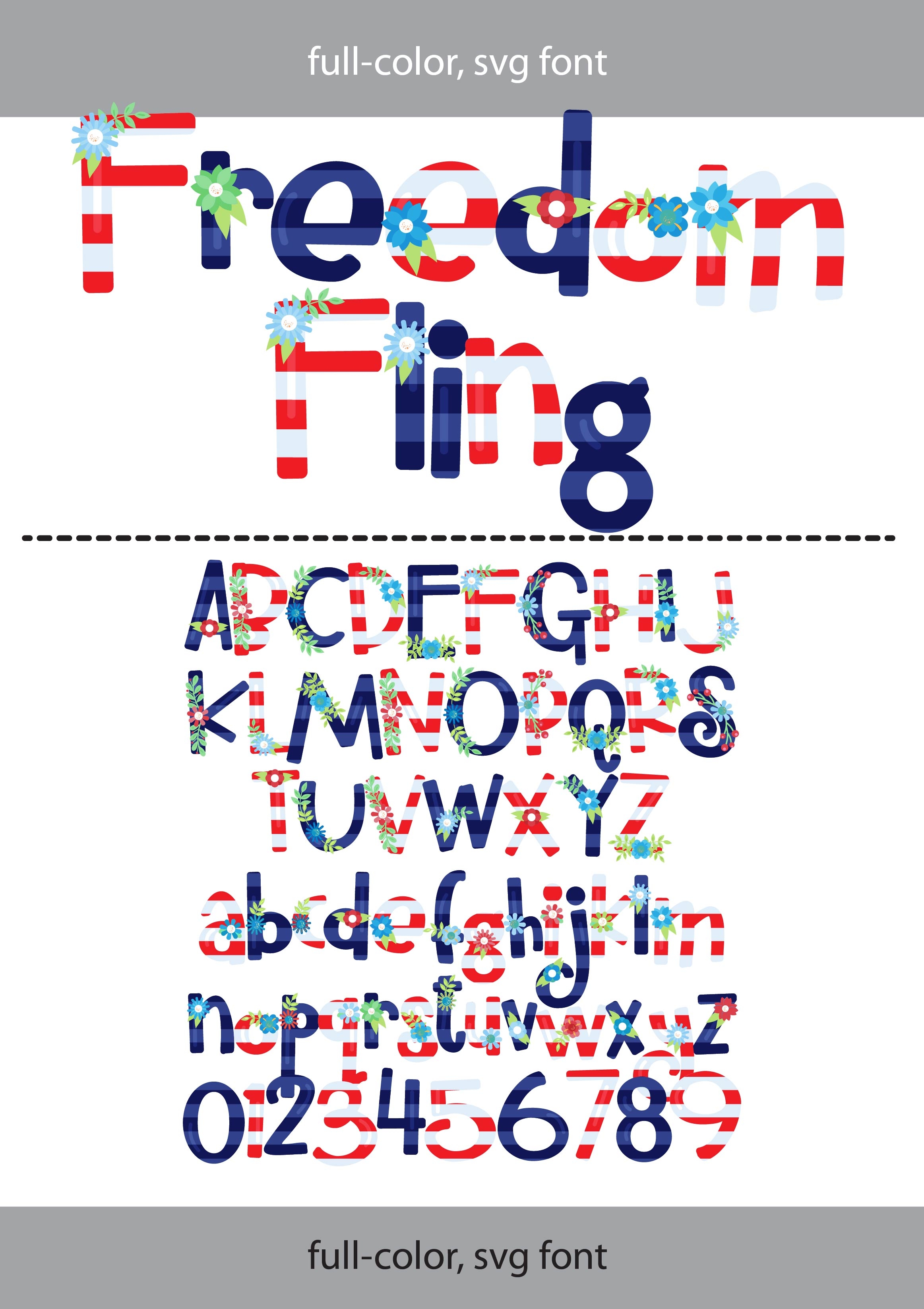Freedom Script Font Svg Full Color American SVG Font Great for Independence Day