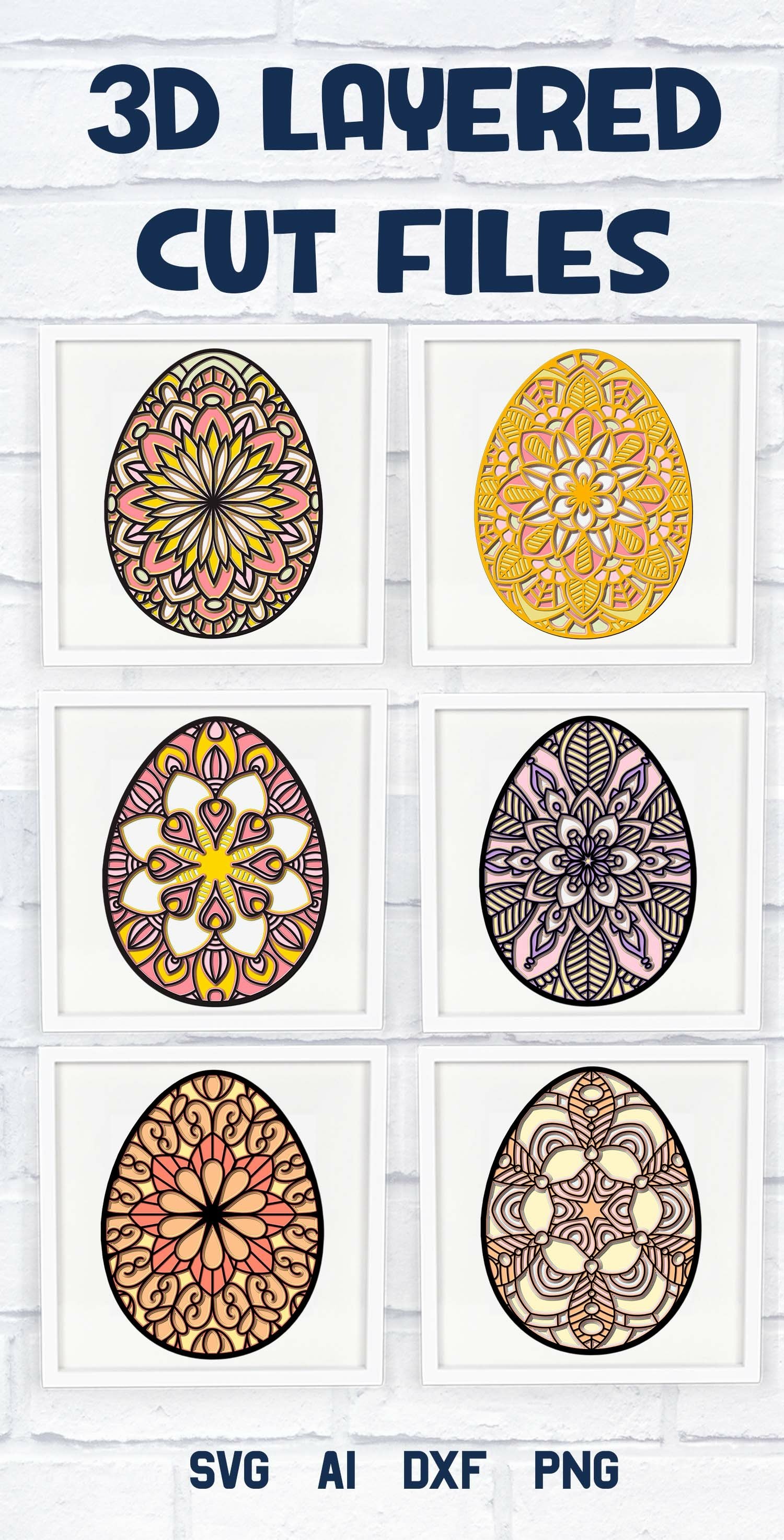 Easter Mandala SVG Bundle | 3d Layered Easter Egg Designs