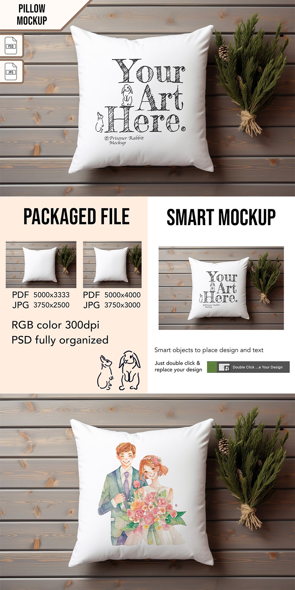 Pillow Smart Mockup PSD & JPG Template Graphic (2780114)