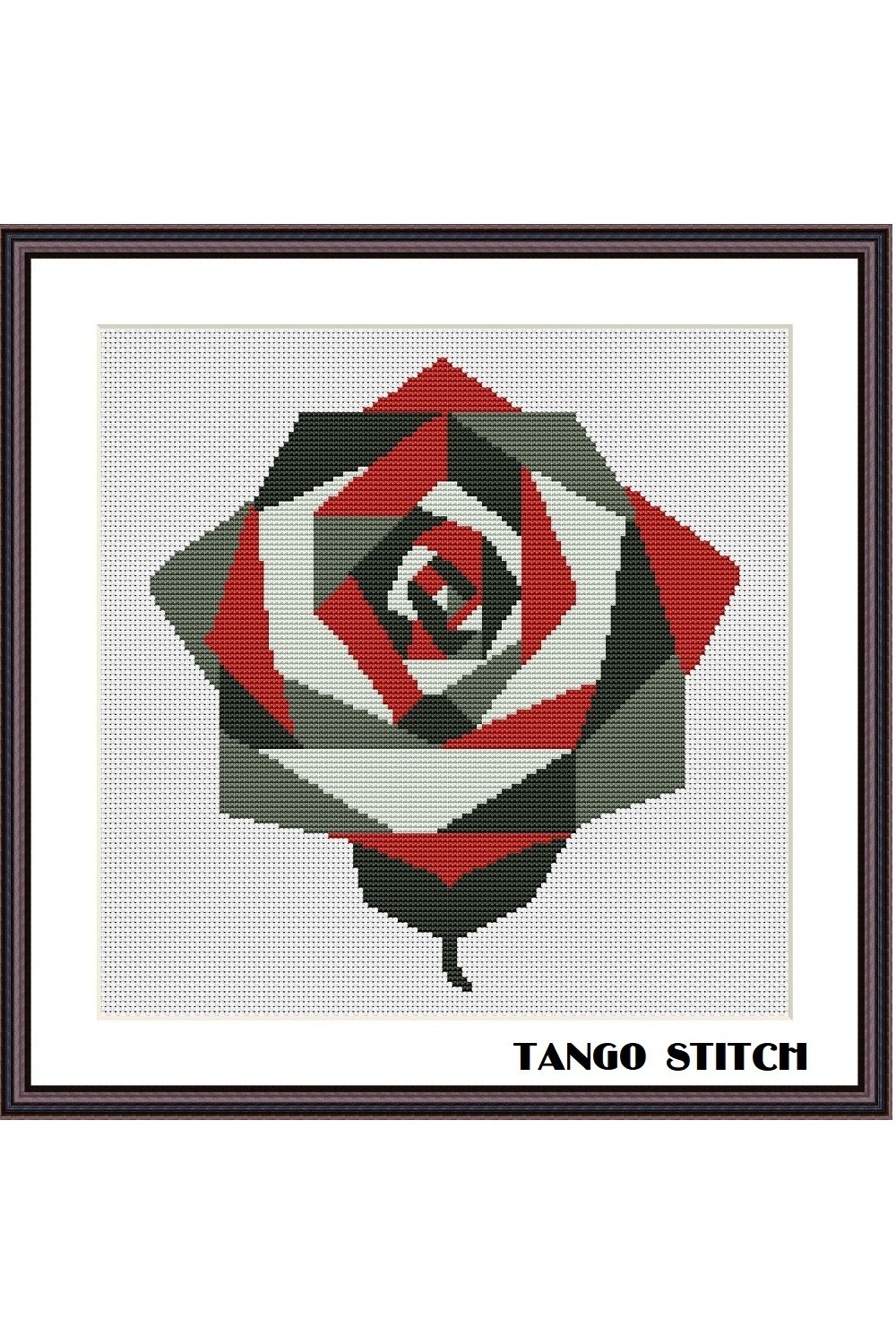 Abstract Rose Flower Cross Stitch Hand Embroidery Design
