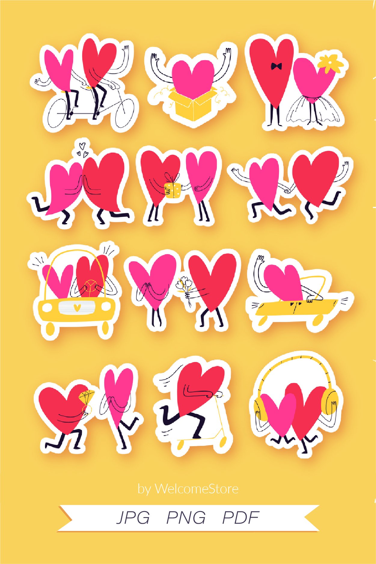 Printable Stickers. Valentines Sticker Sheet. Love Stickers.