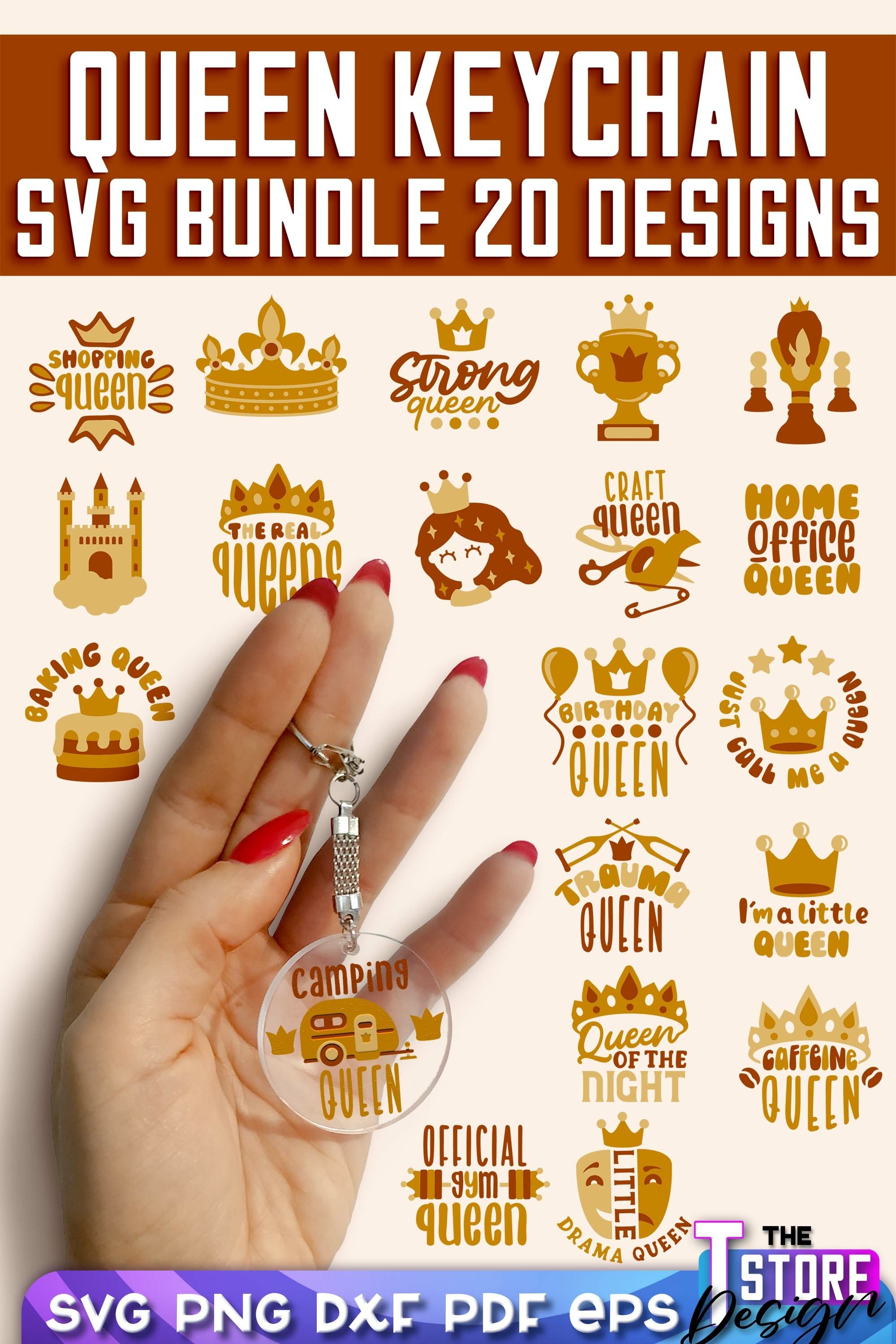 Queen Keychain SVG Bundle | Queen Quotes SVG |Round Keychain