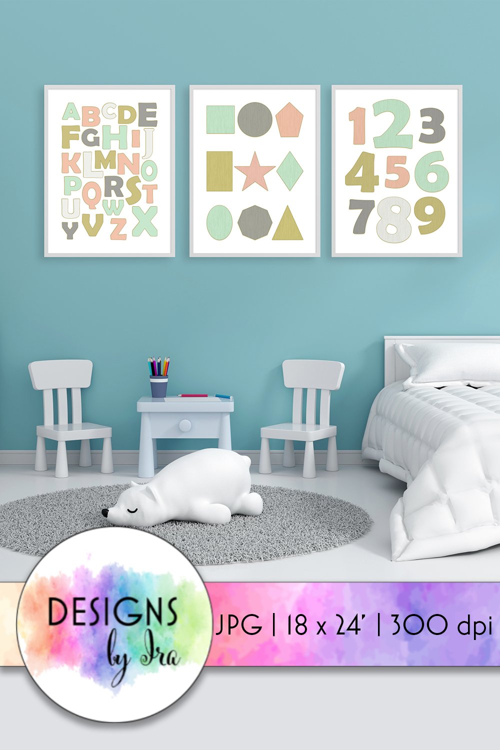 Nursery Alphabet Poster | Shapes Poster | Numbers (1145796)