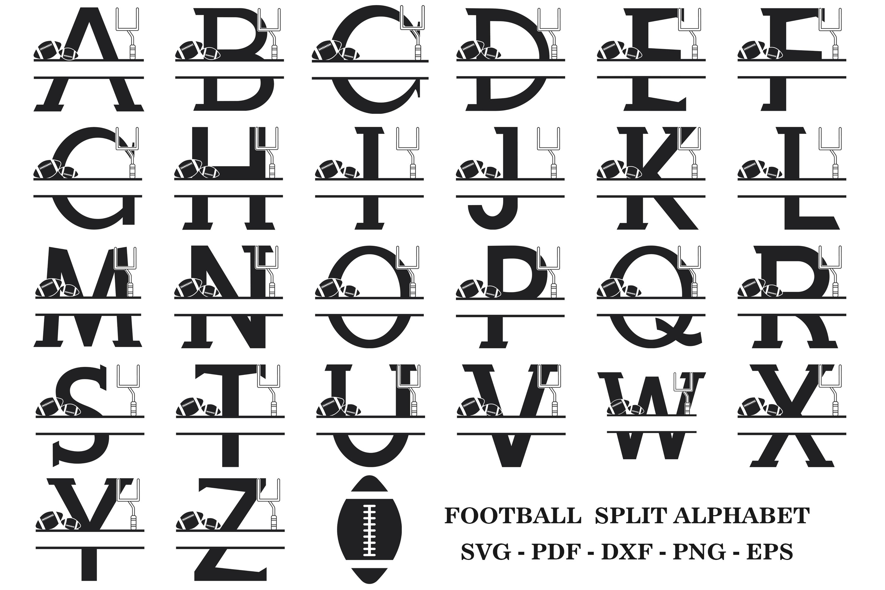 Football Split letters | Svg files
