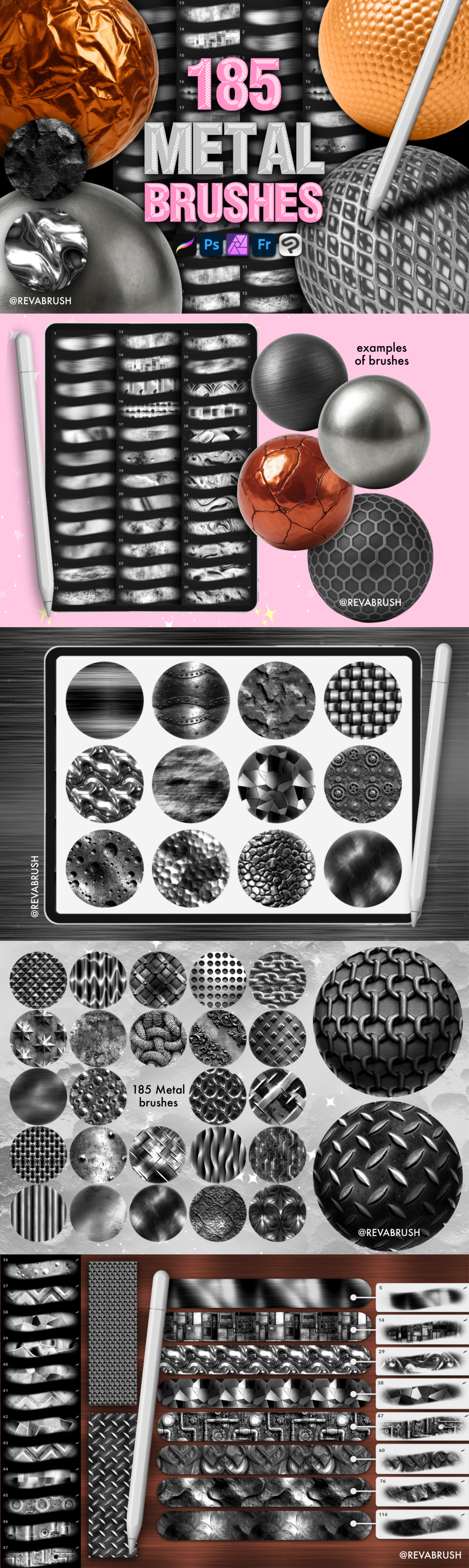 Metal Texture Brushes for Procreate, Photoshop & Affinity