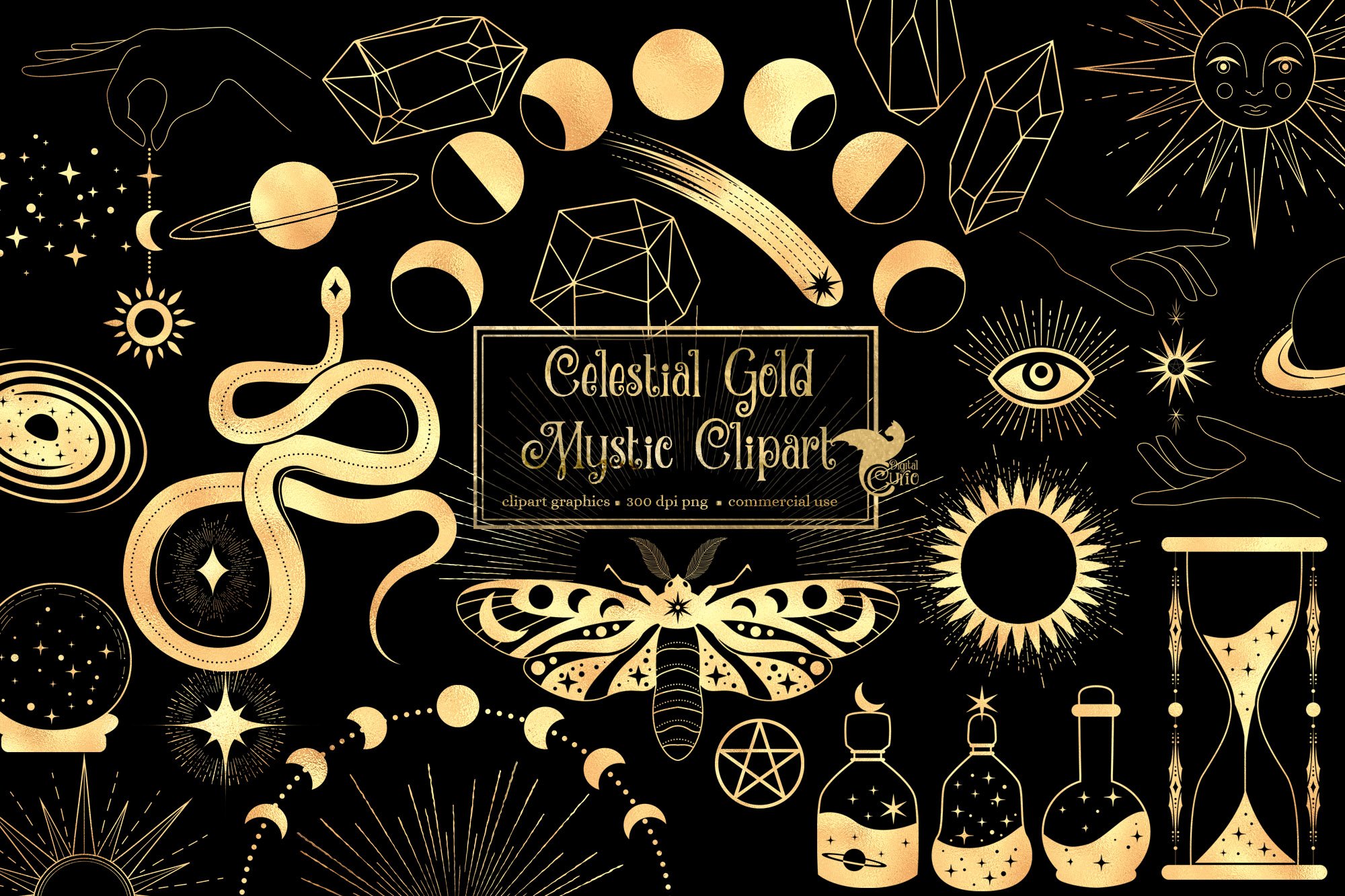 Celestial Gold Mystic Clipart
