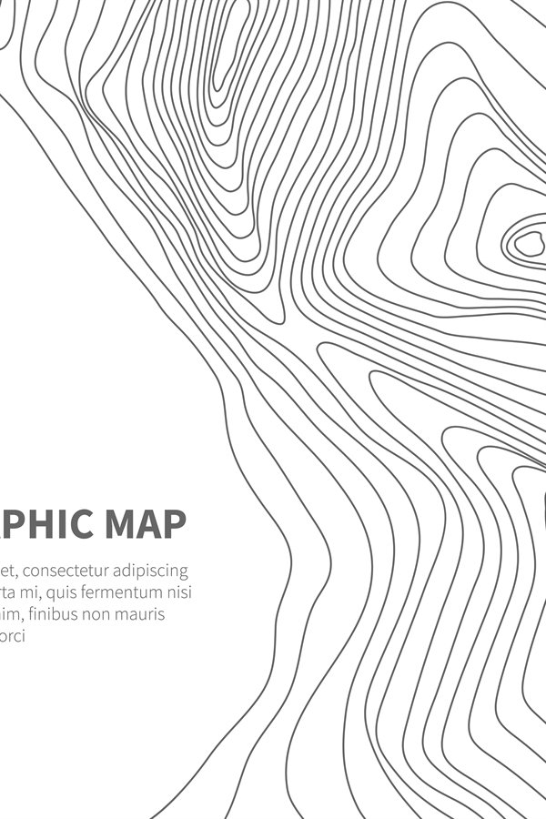 Geodesy contouring land. Topographical line map. Geographic