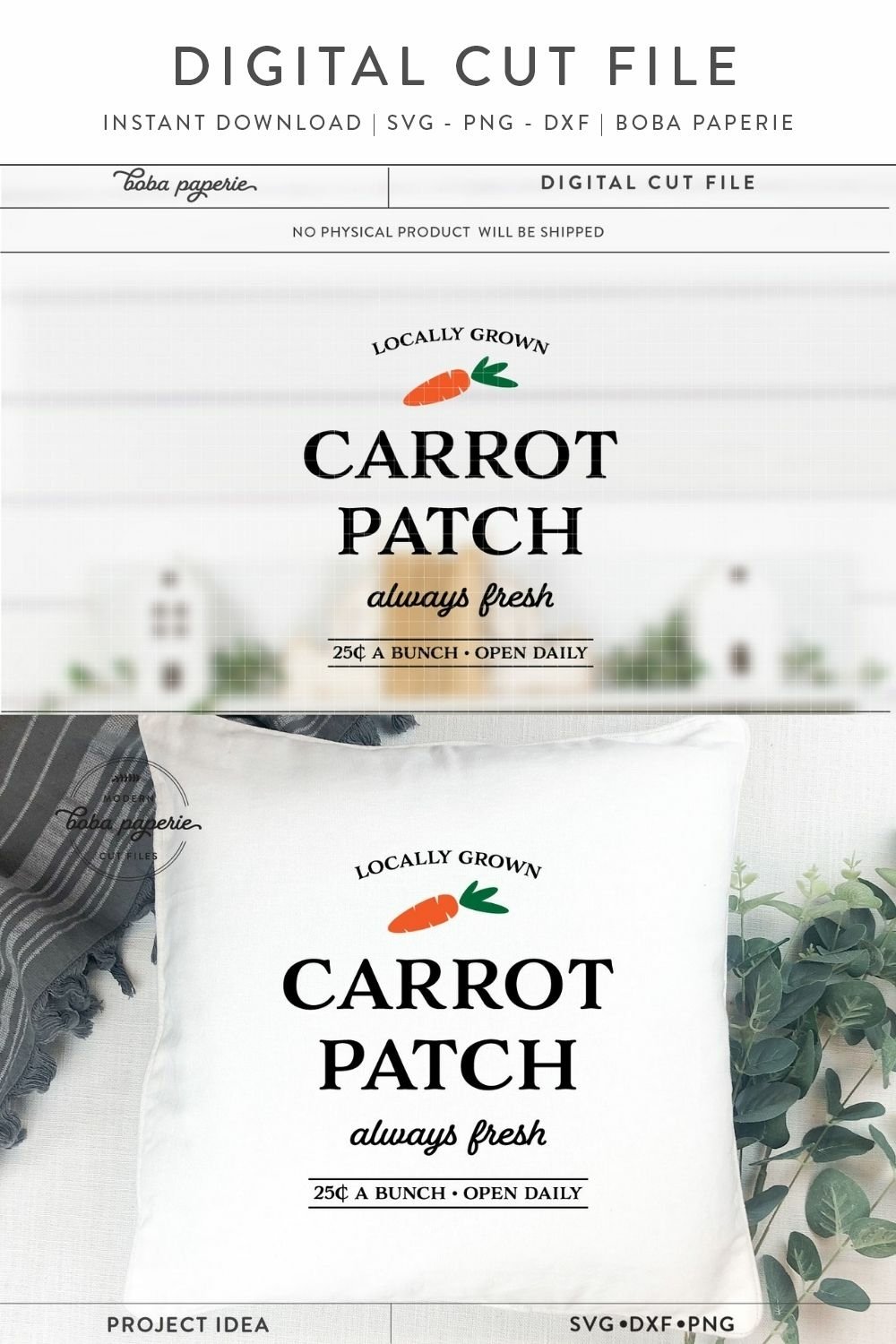 Farm Fresh Carrot Sign Cut File | Rustic Spring Decor