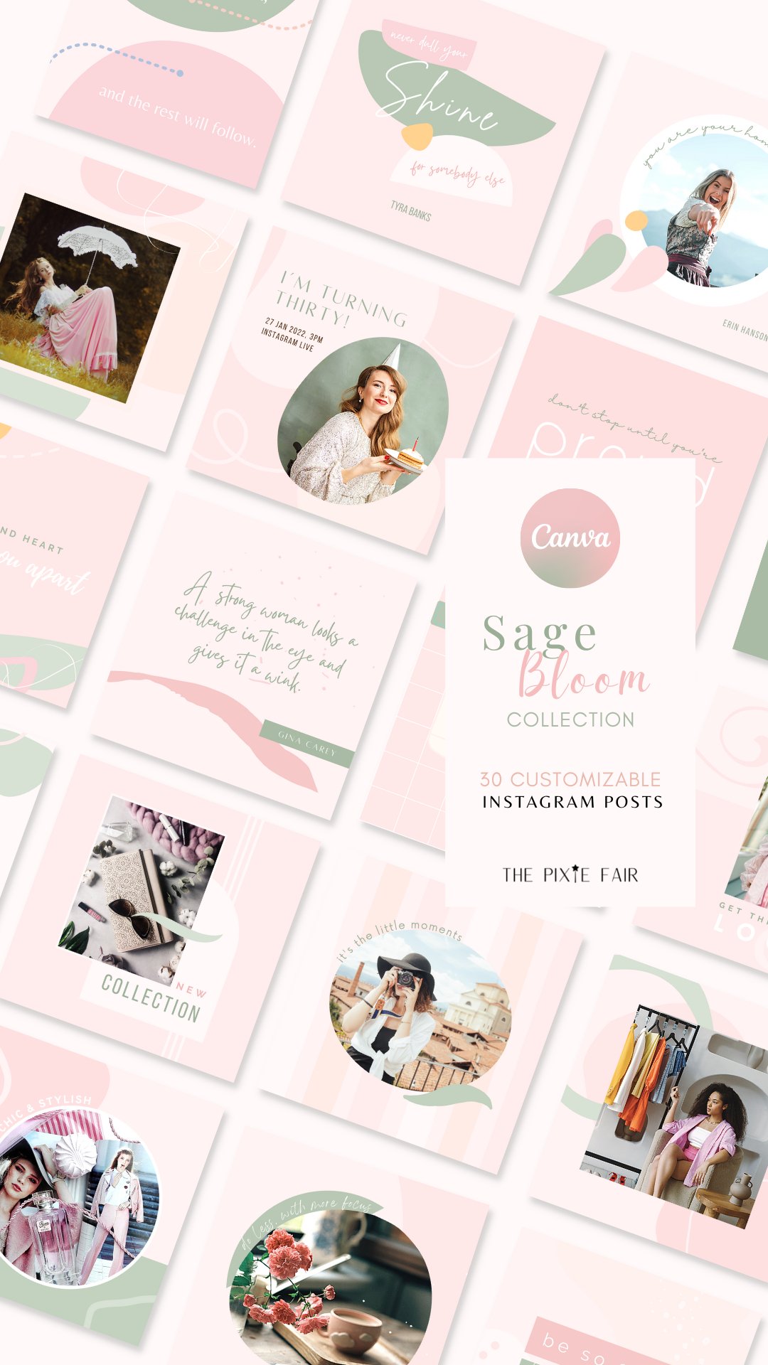 Sage Bloom - Pastel Colourful Canva Instagram Post Template