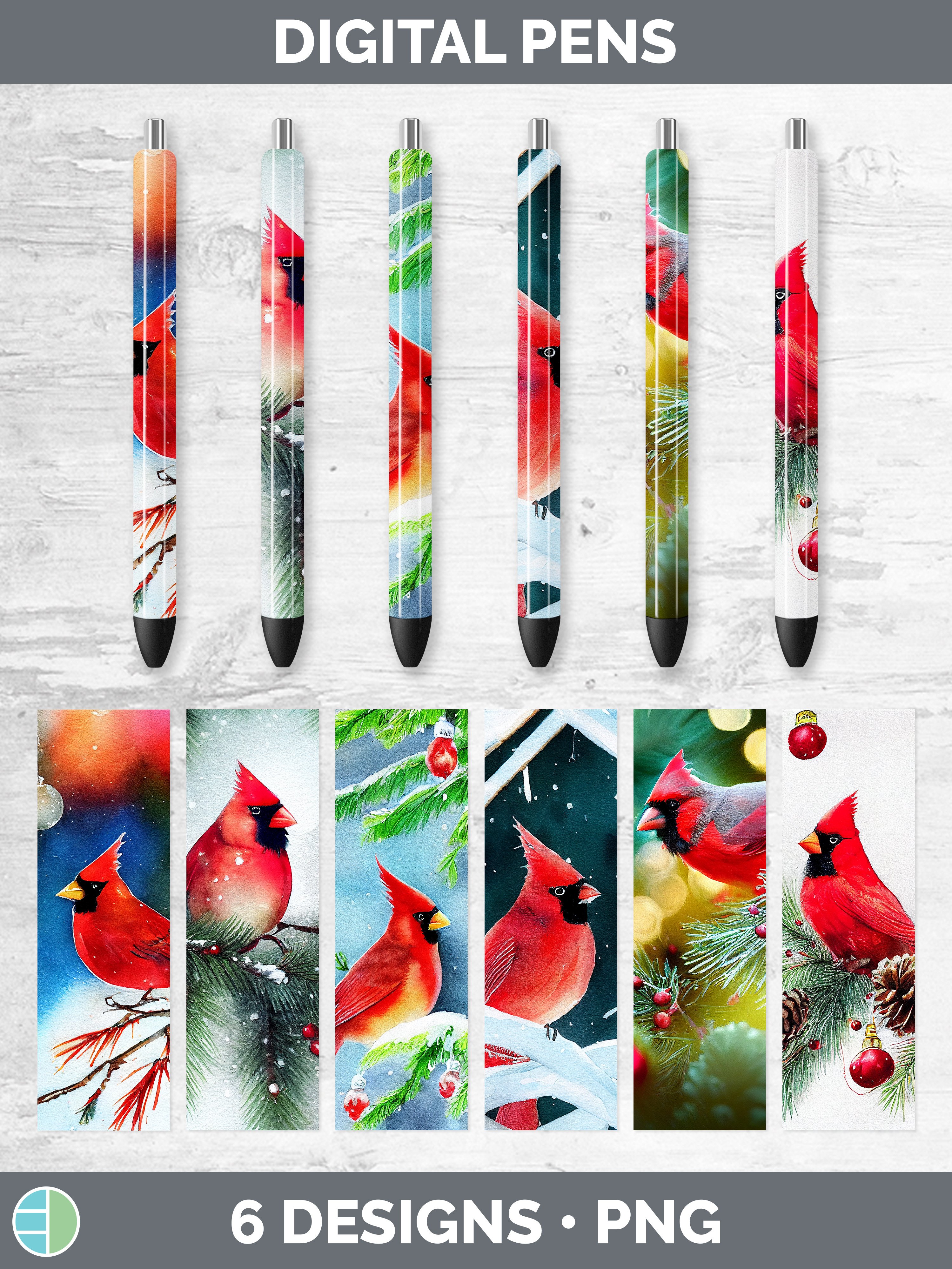 Cardinal Epoxy Christmas Cardinals Pen Wraps | Epoxy Sublimation Bundle