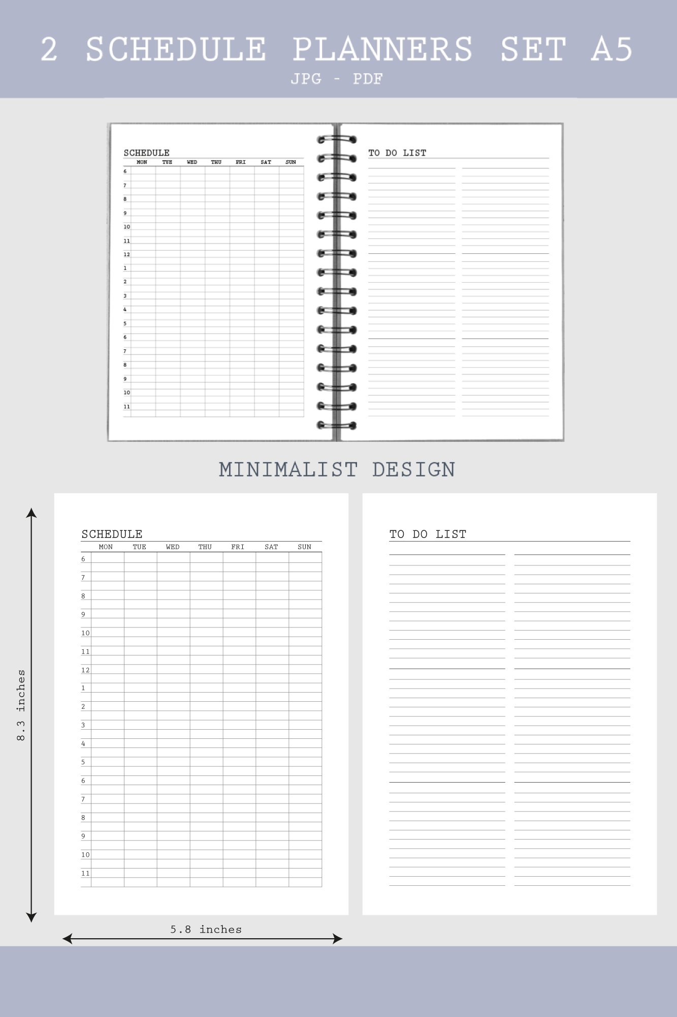 2 To do list Schedule planner pages for bujo pages printable